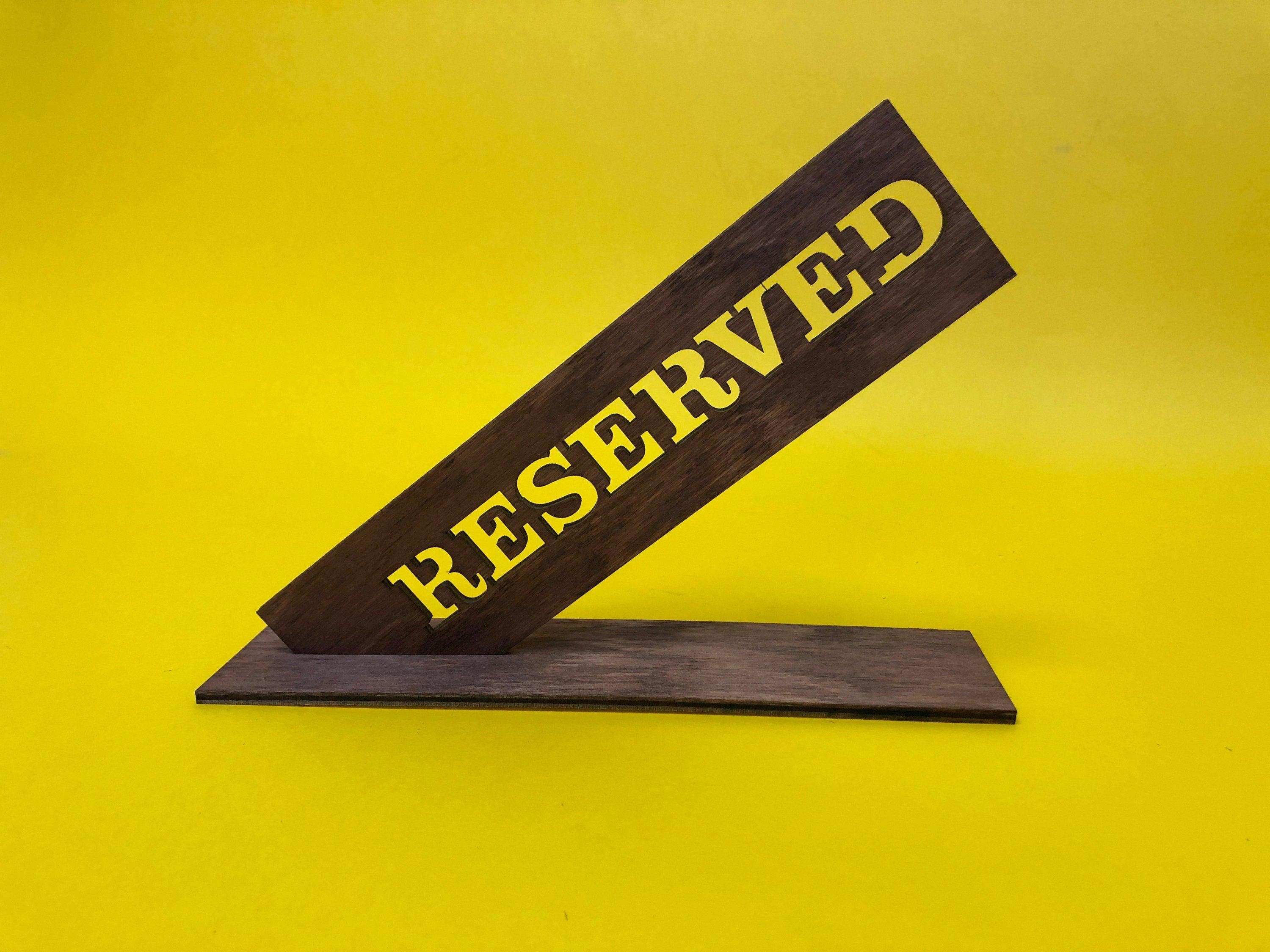 Elegant Wooden Reserved Table Sign for Dining Establishments
