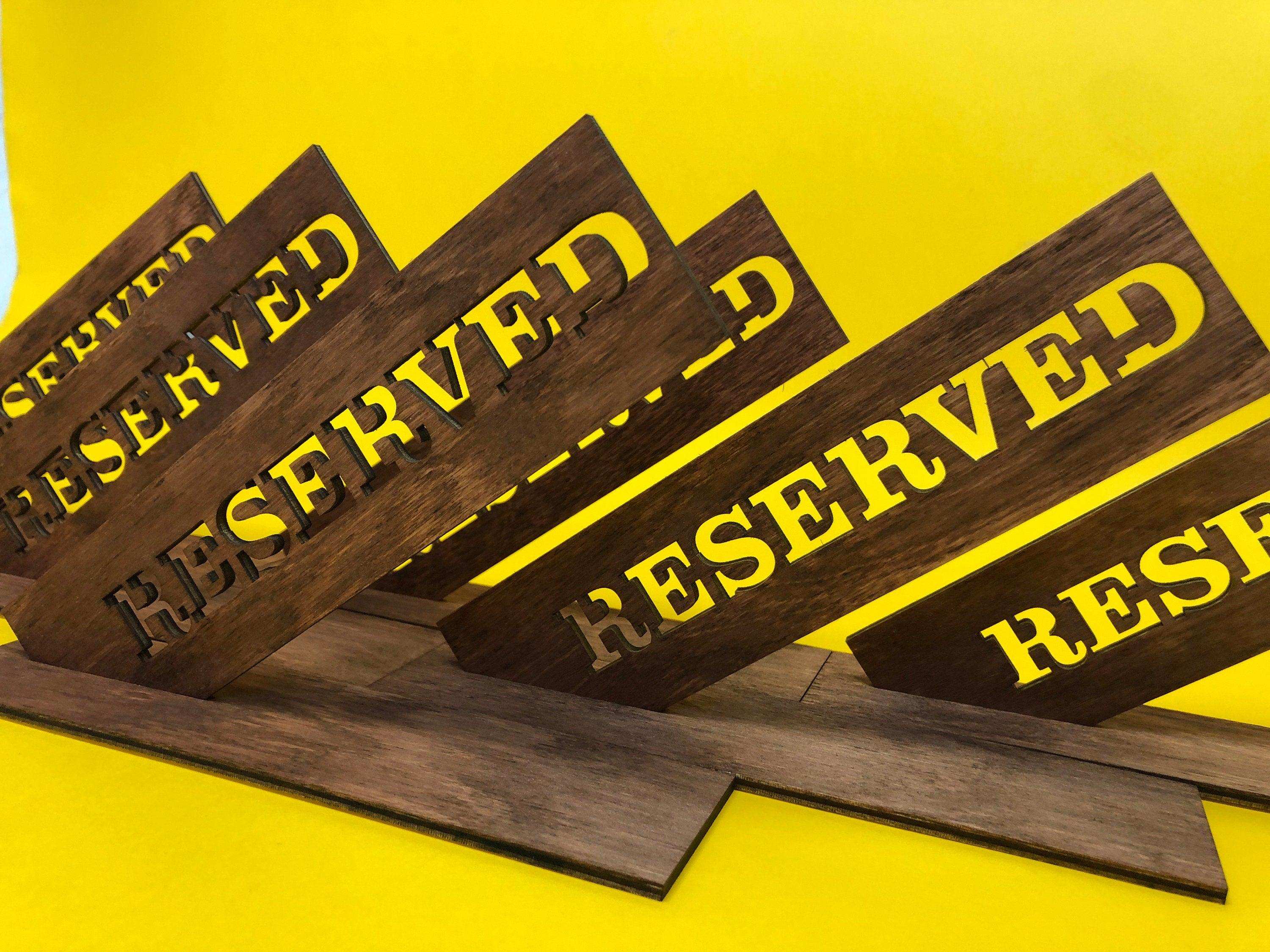 Elegant Wooden Reserved Table Sign for Dining Establishments