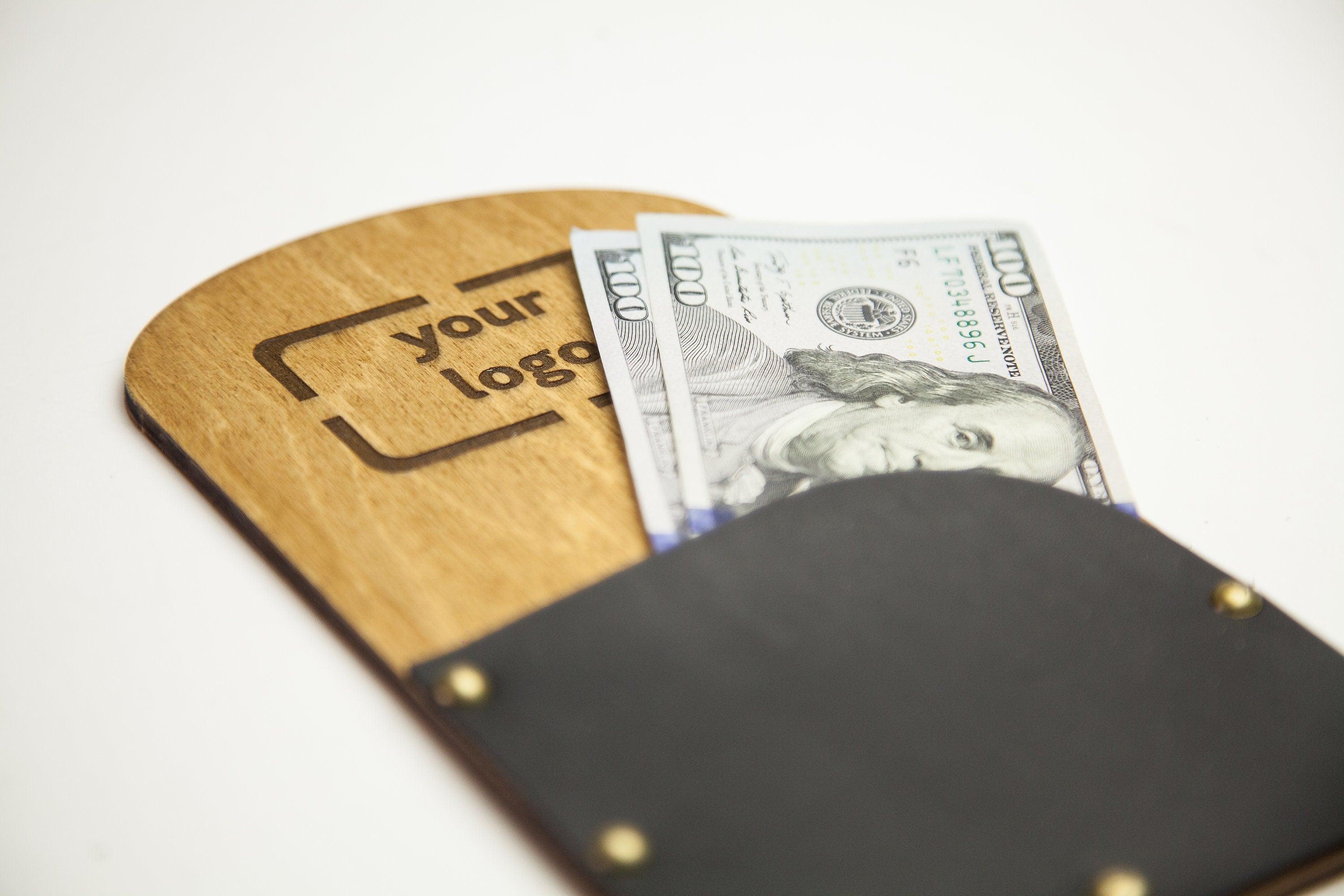 Wooden Check Presenter with Leather Inlay