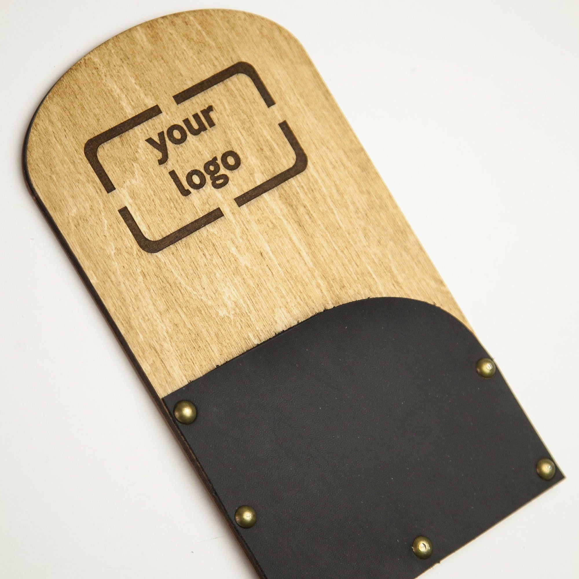 Wooden Check Presenter with Leather Inlay