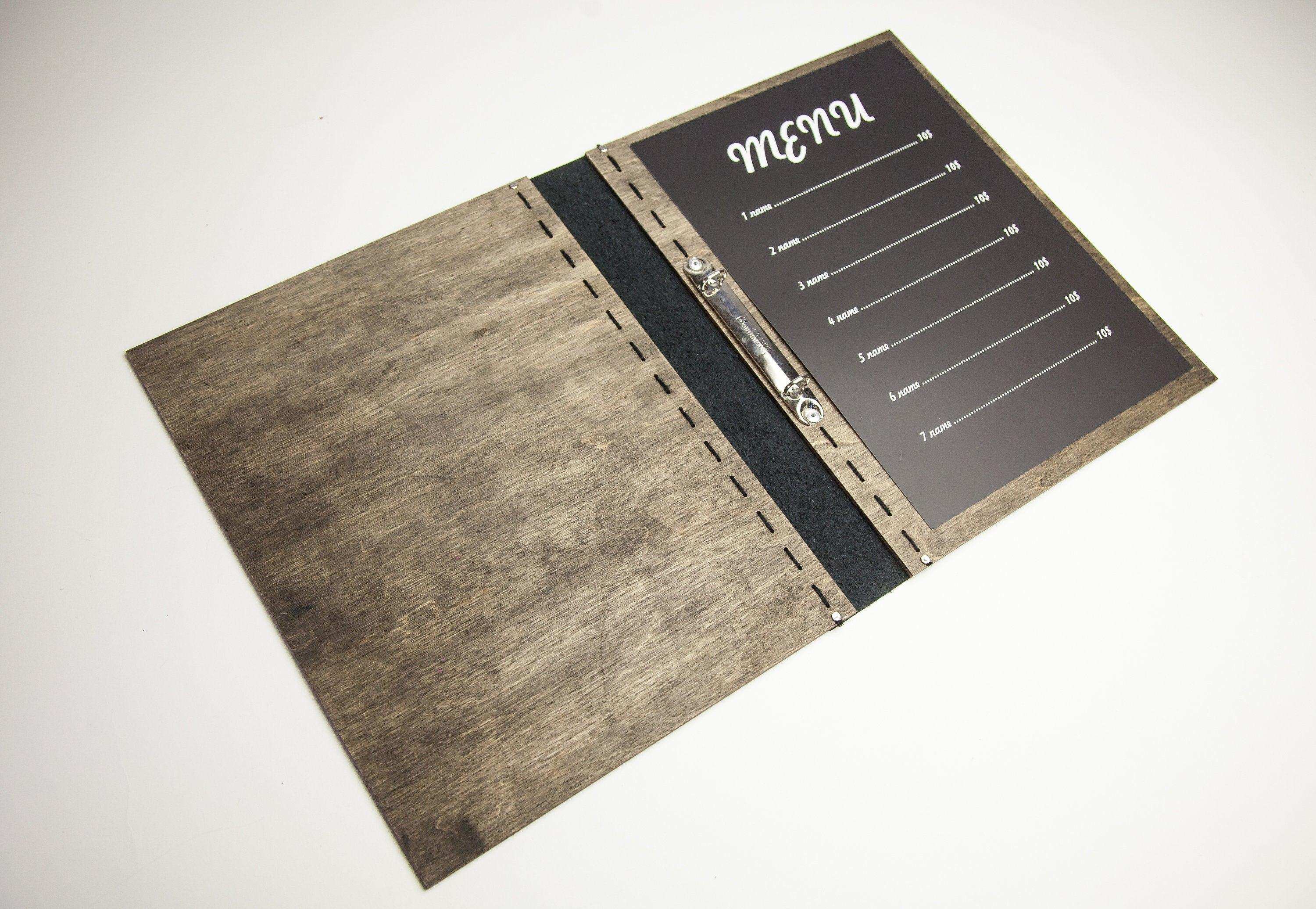 Personalized Wooden Restaurant Menu Cover