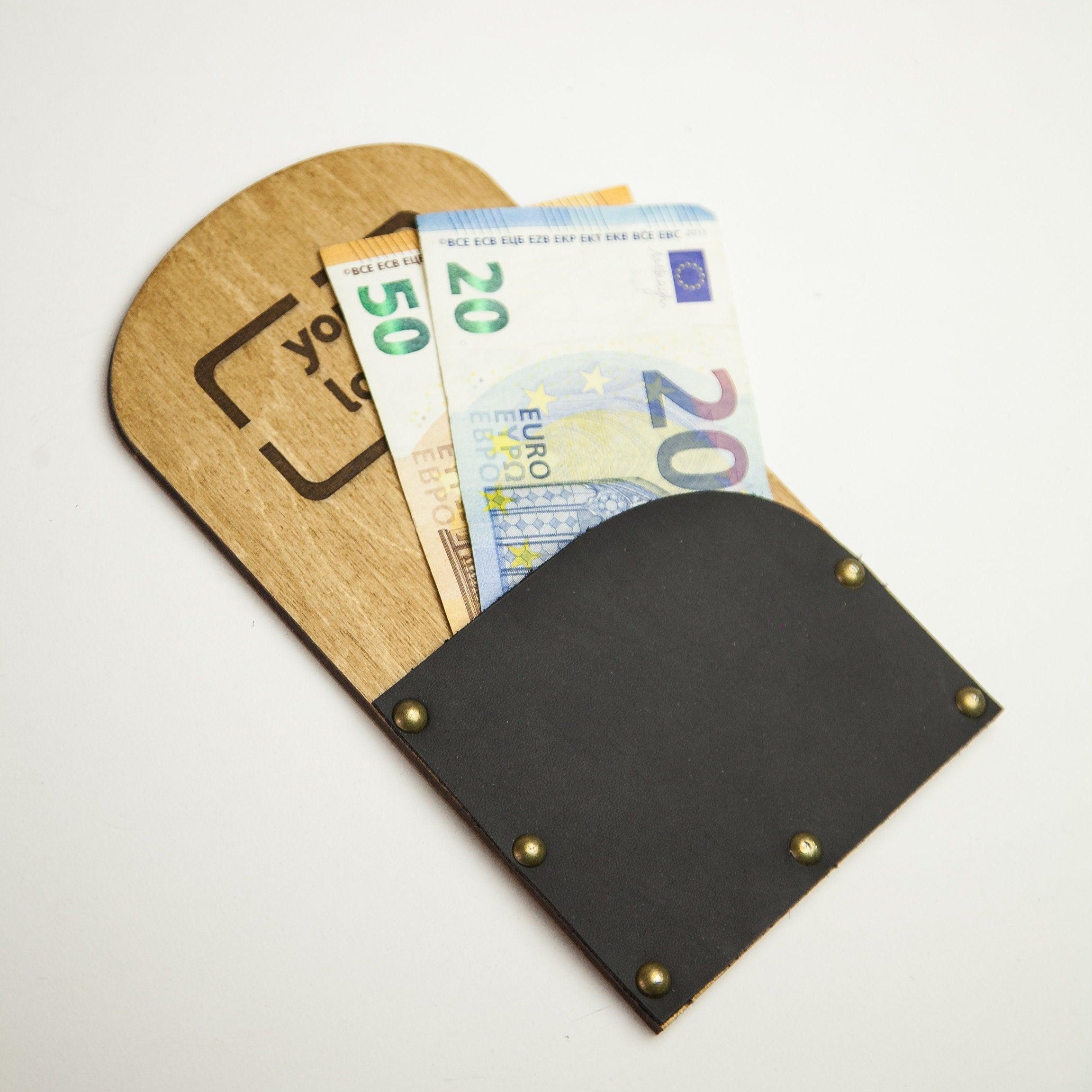 Wooden Check Presenter with Leather Inlay