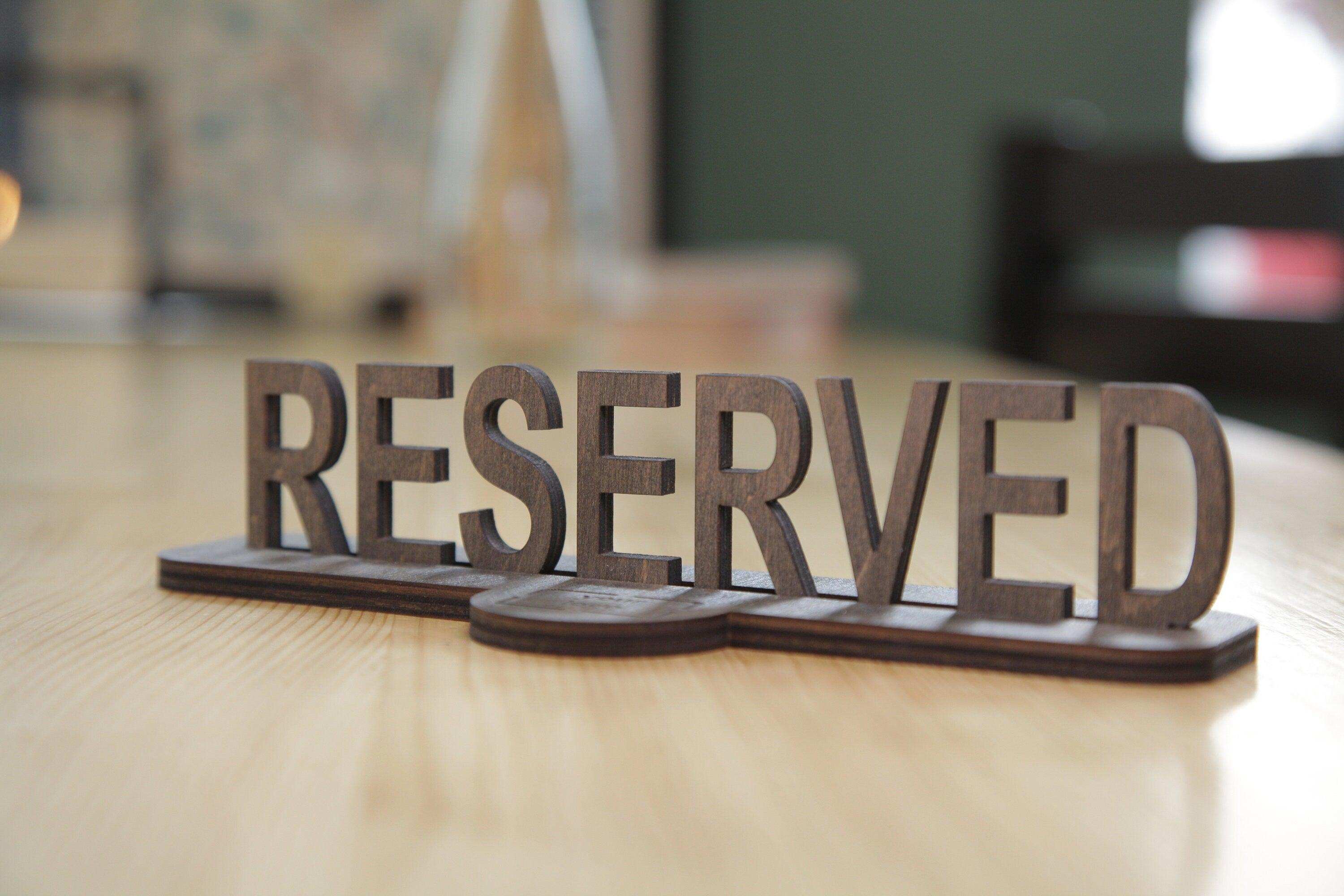 Rustic Wooden Reserved Table Sign with Free Engraving