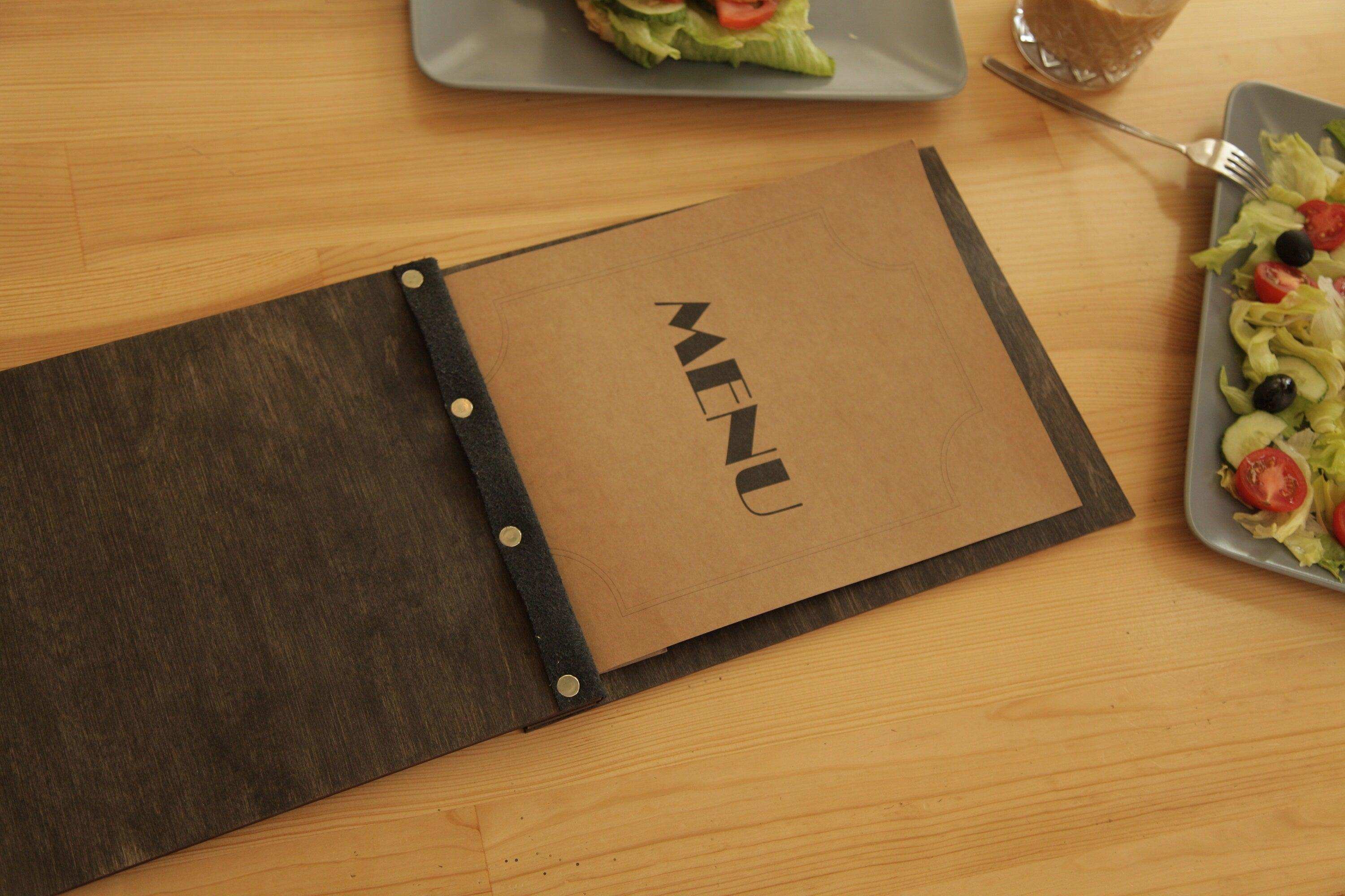 Customizable Wooden Menu Cover with Engraving