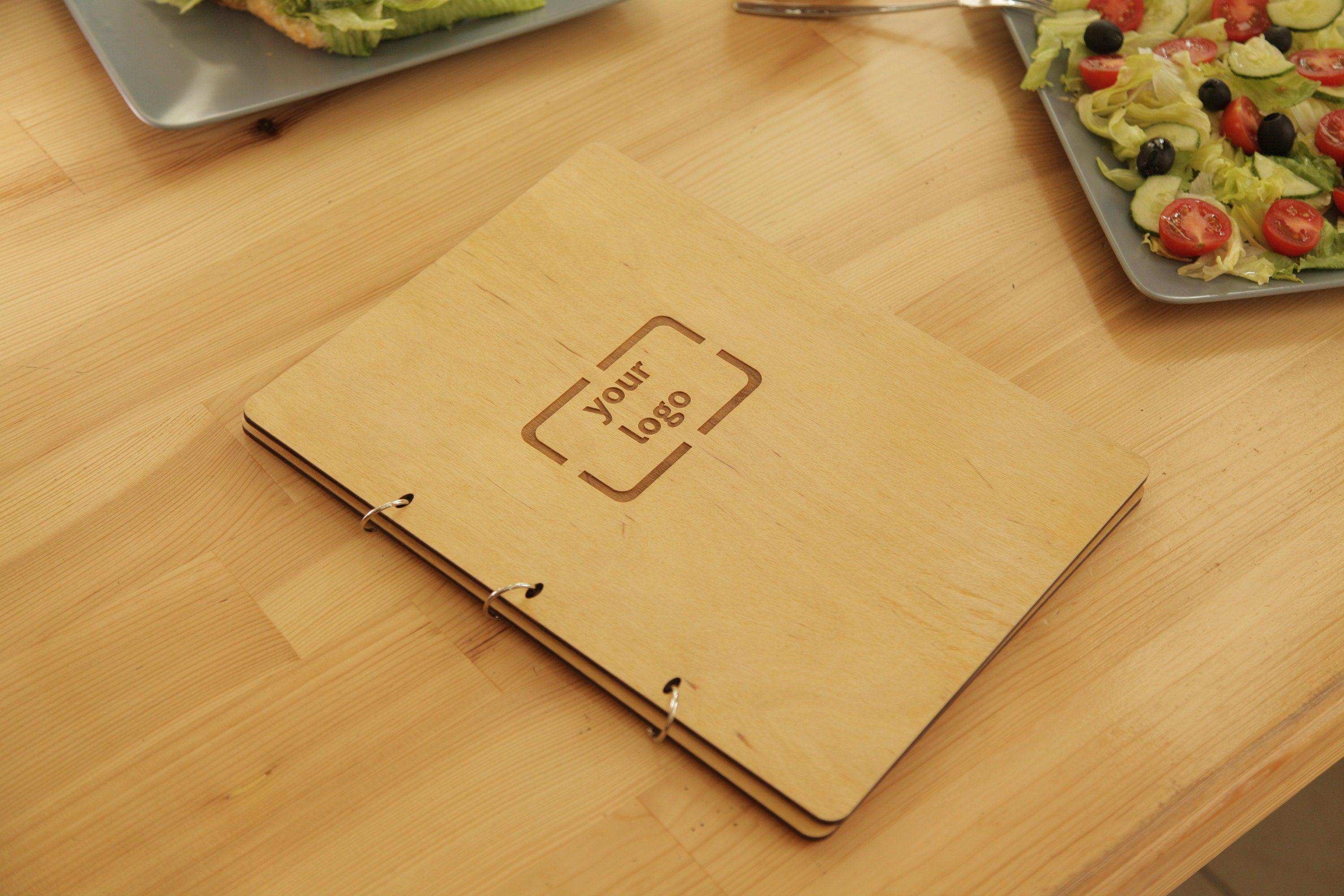 Engraved Wooden Menu Cover for Restaurants