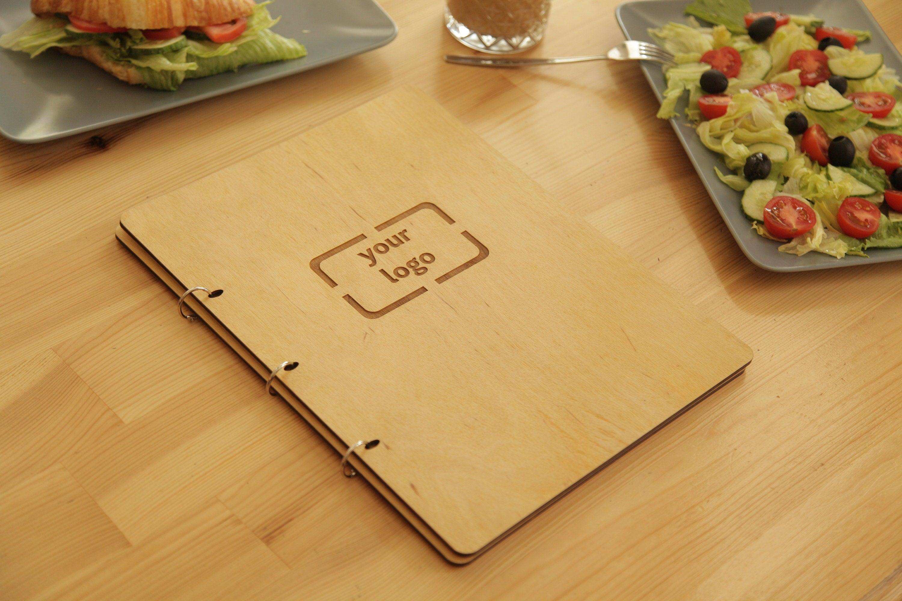 Engraved Wooden Menu Cover for Restaurants