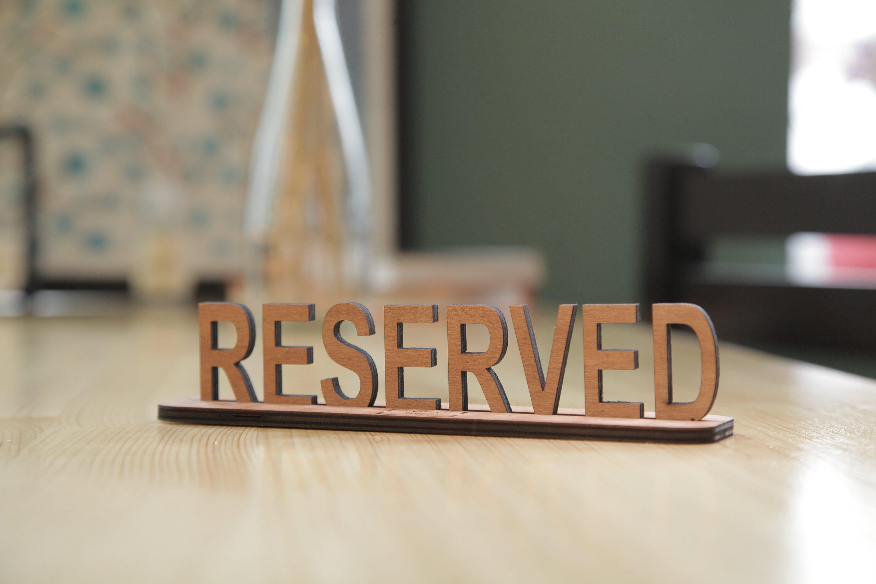 Handmade Rustic Wooden Reserved Sign for Restaurants