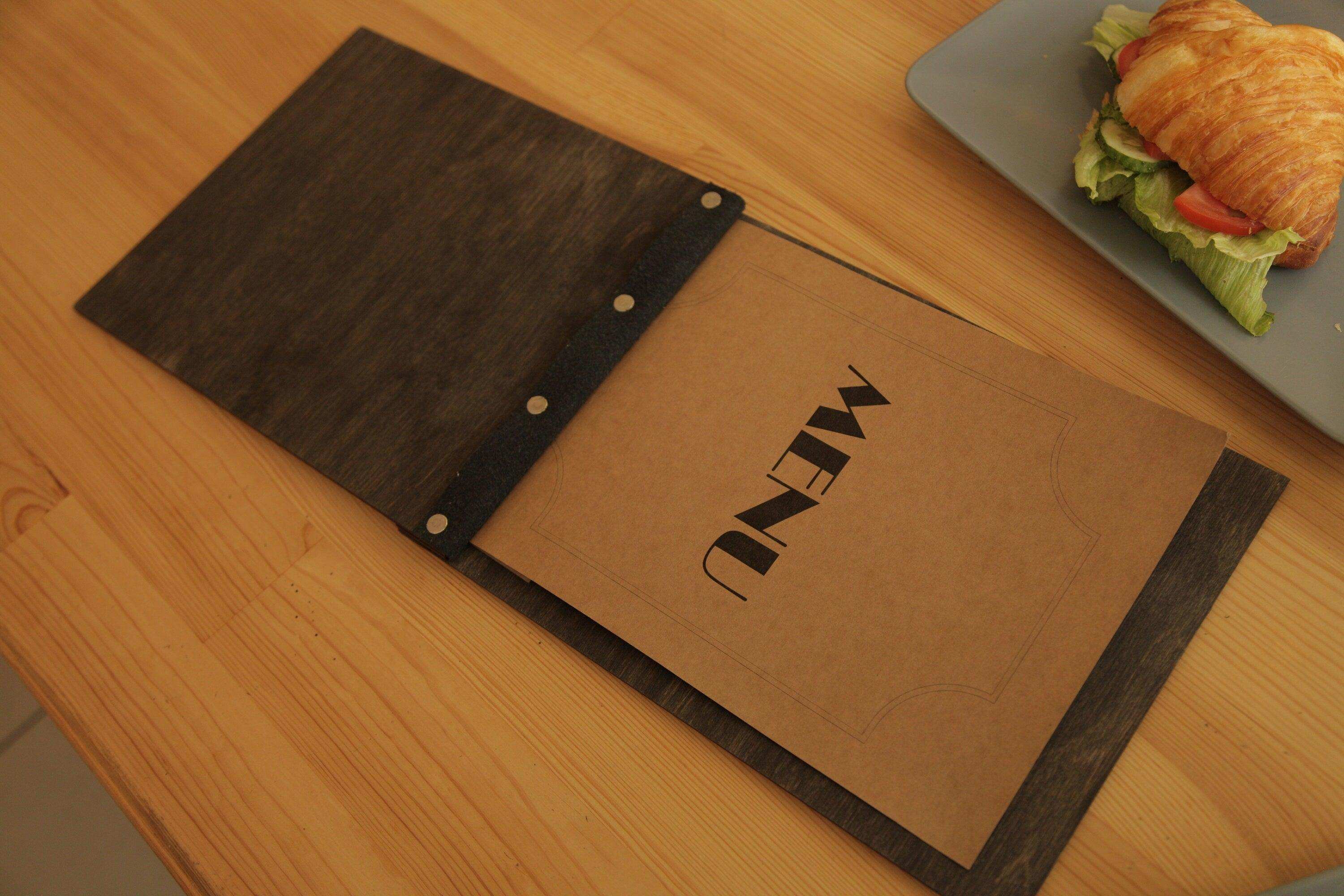 Customizable Wooden Menu Cover with Engraving