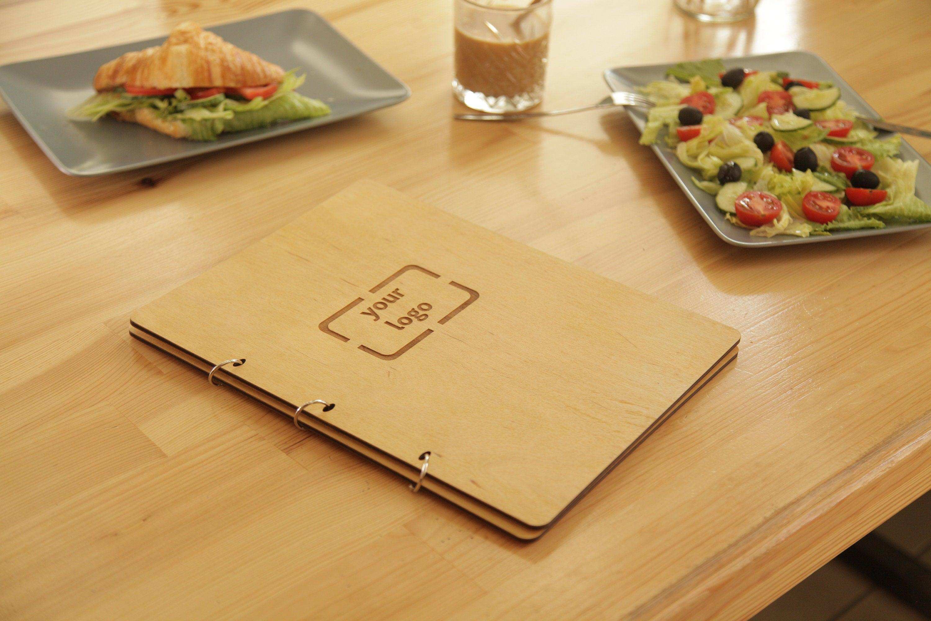 Engraved Wooden Menu Cover for Restaurants