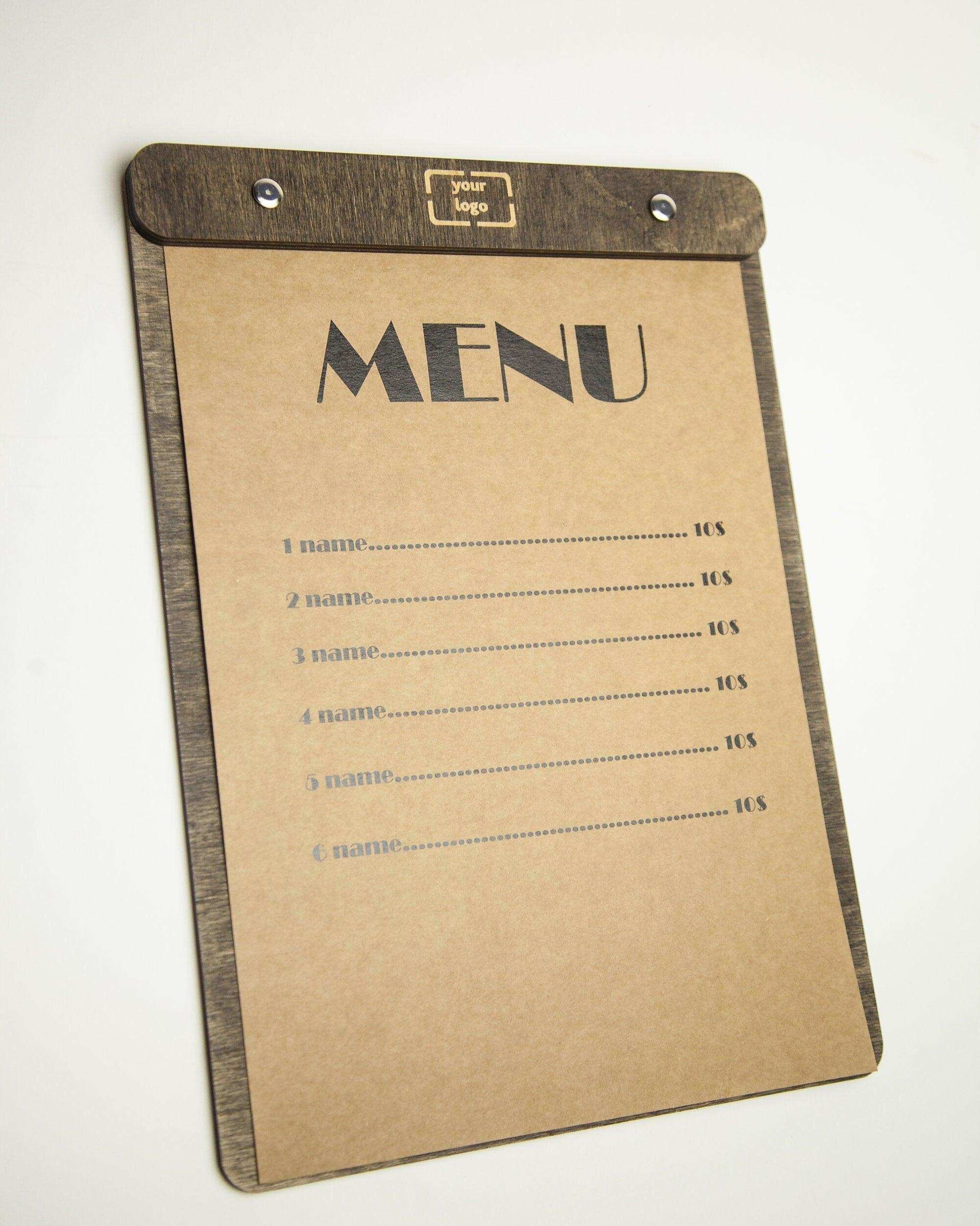 Handcrafted Wooden Menu Cover