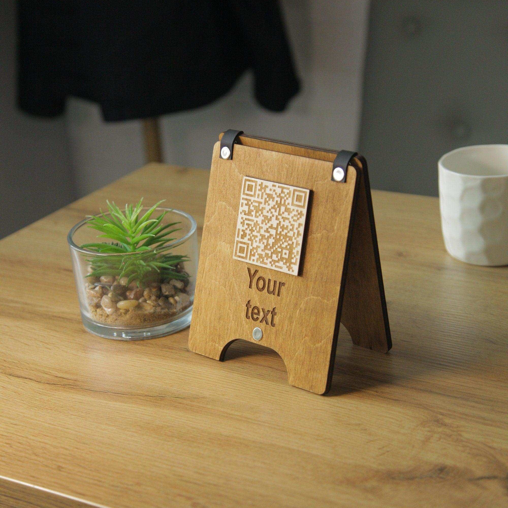 Wooden QR Code Menu Sign for Cafes