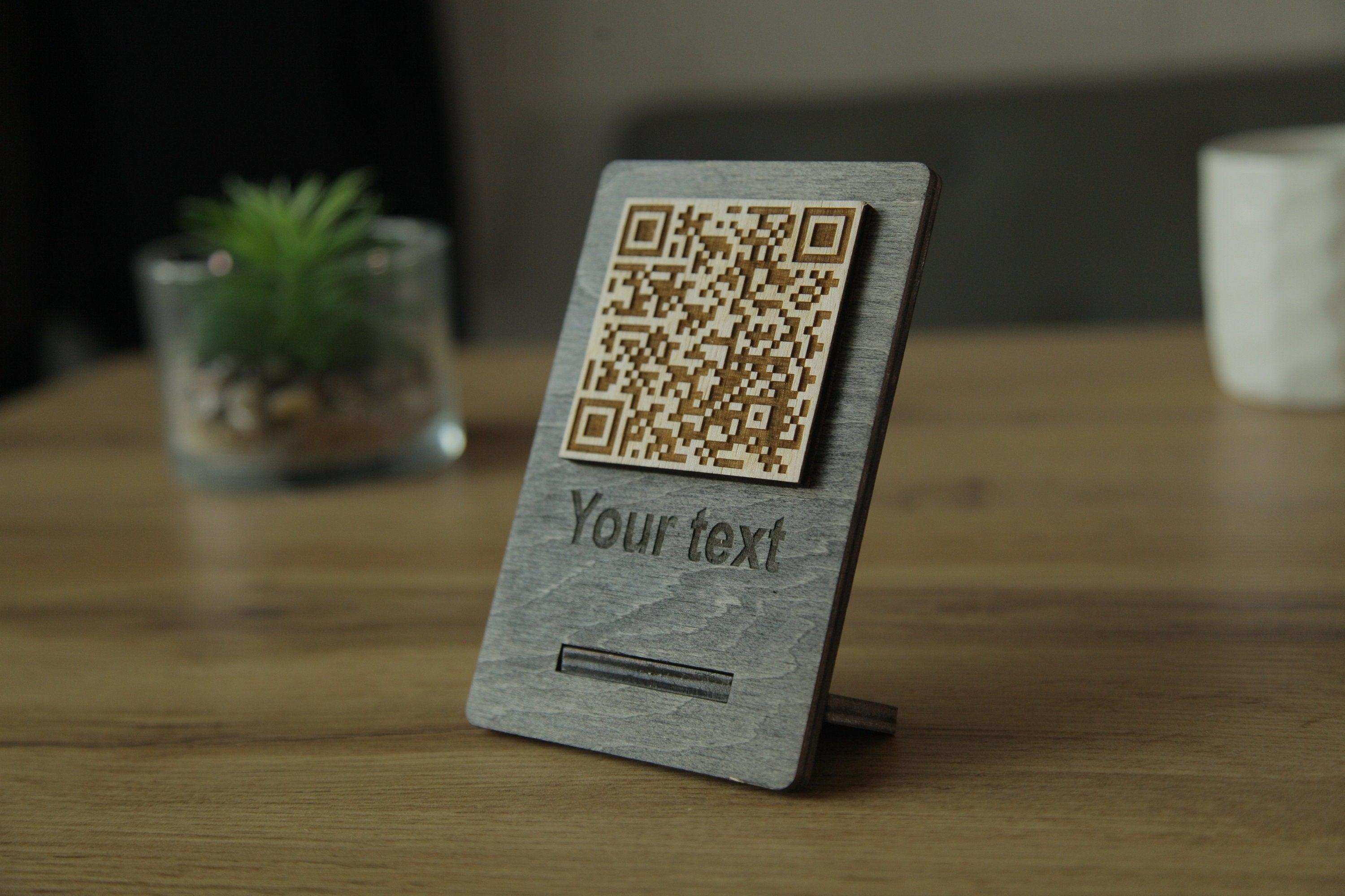 Handcrafted Wooden QR Code Menu Sign