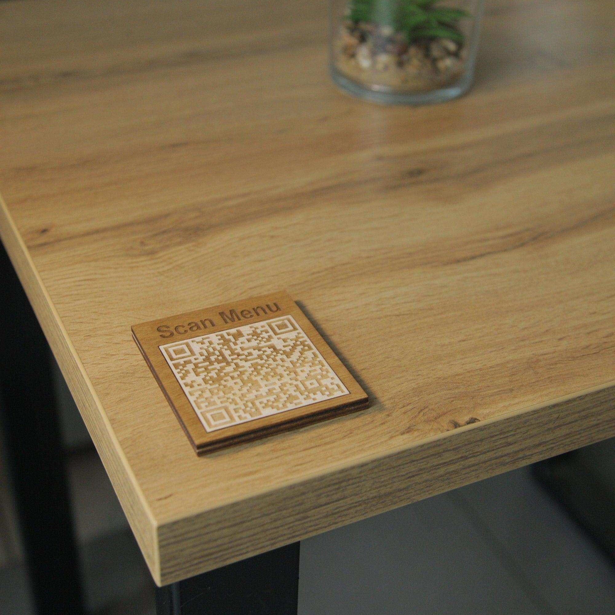 Premium Wooden QR Code Menu Display