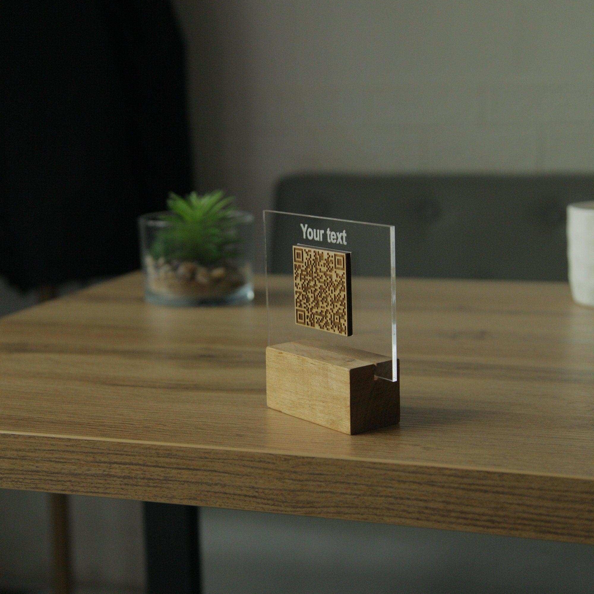 Wooden and Acrylic QR Code Menu Holder