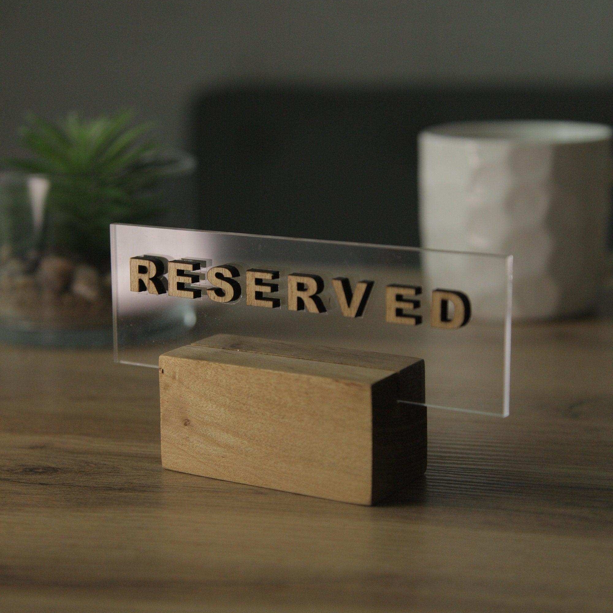 Custom Acrylic Reserved Sign for Weddings