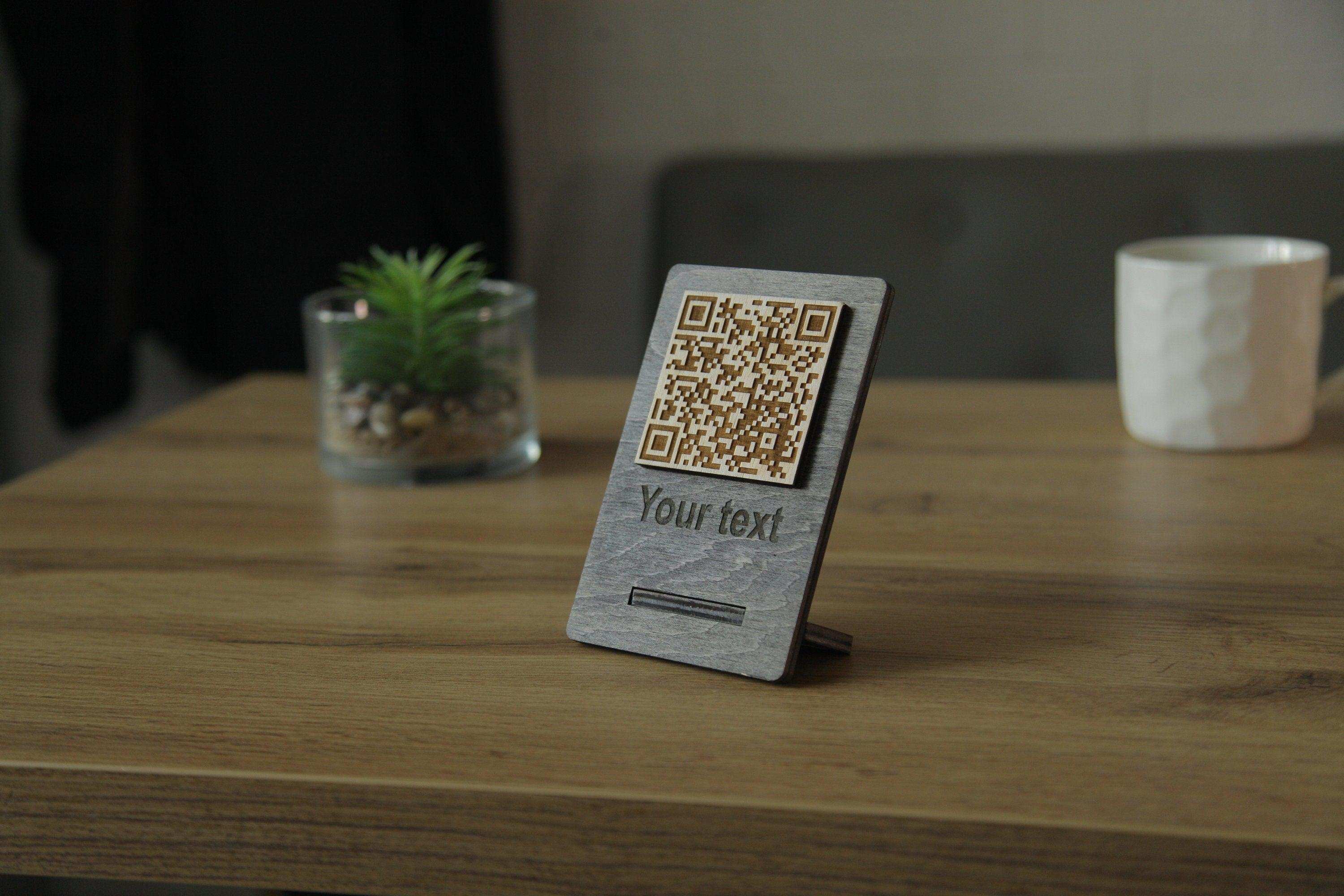 Handcrafted Wooden QR Code Menu Sign