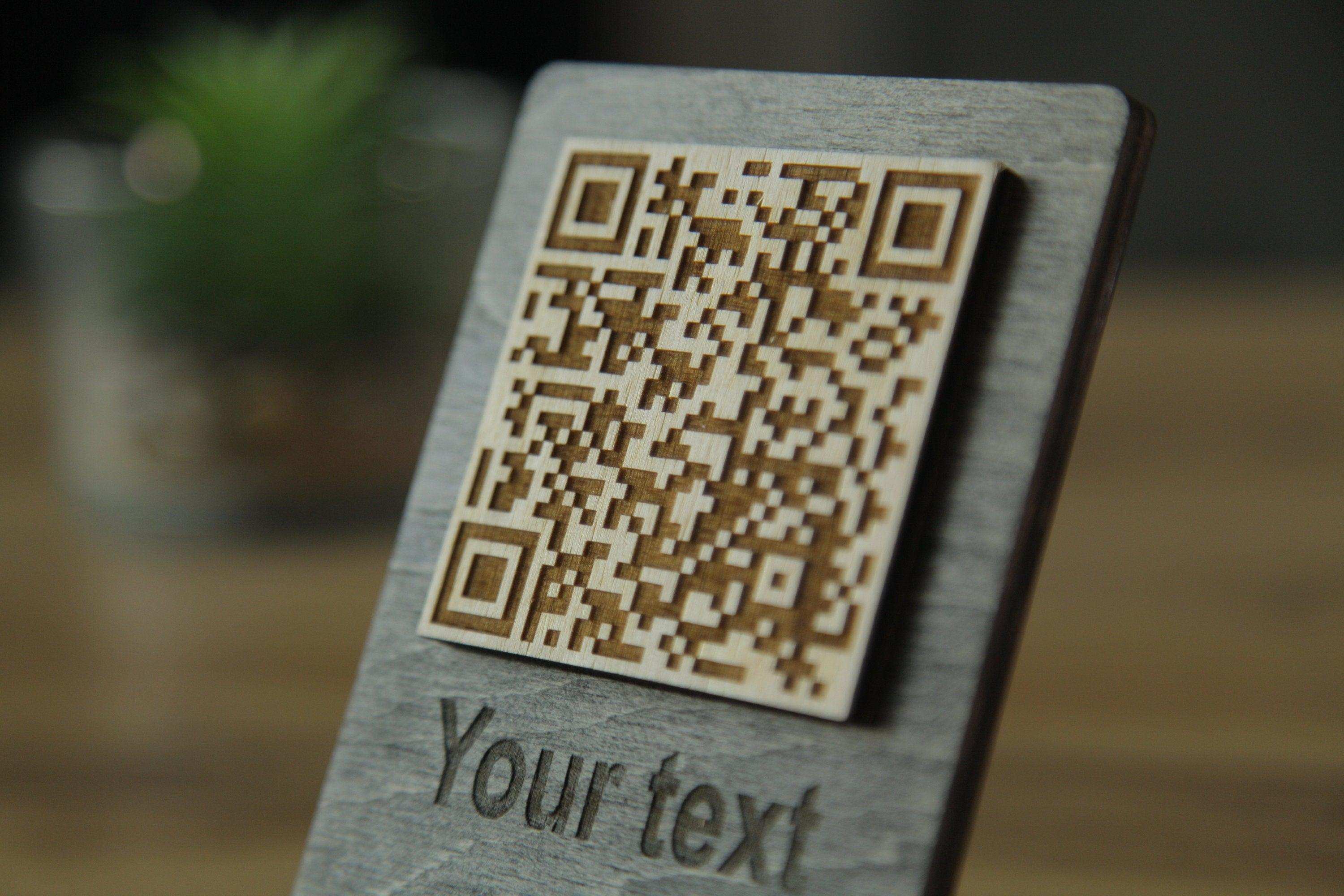 Handcrafted Wooden QR Code Menu Sign