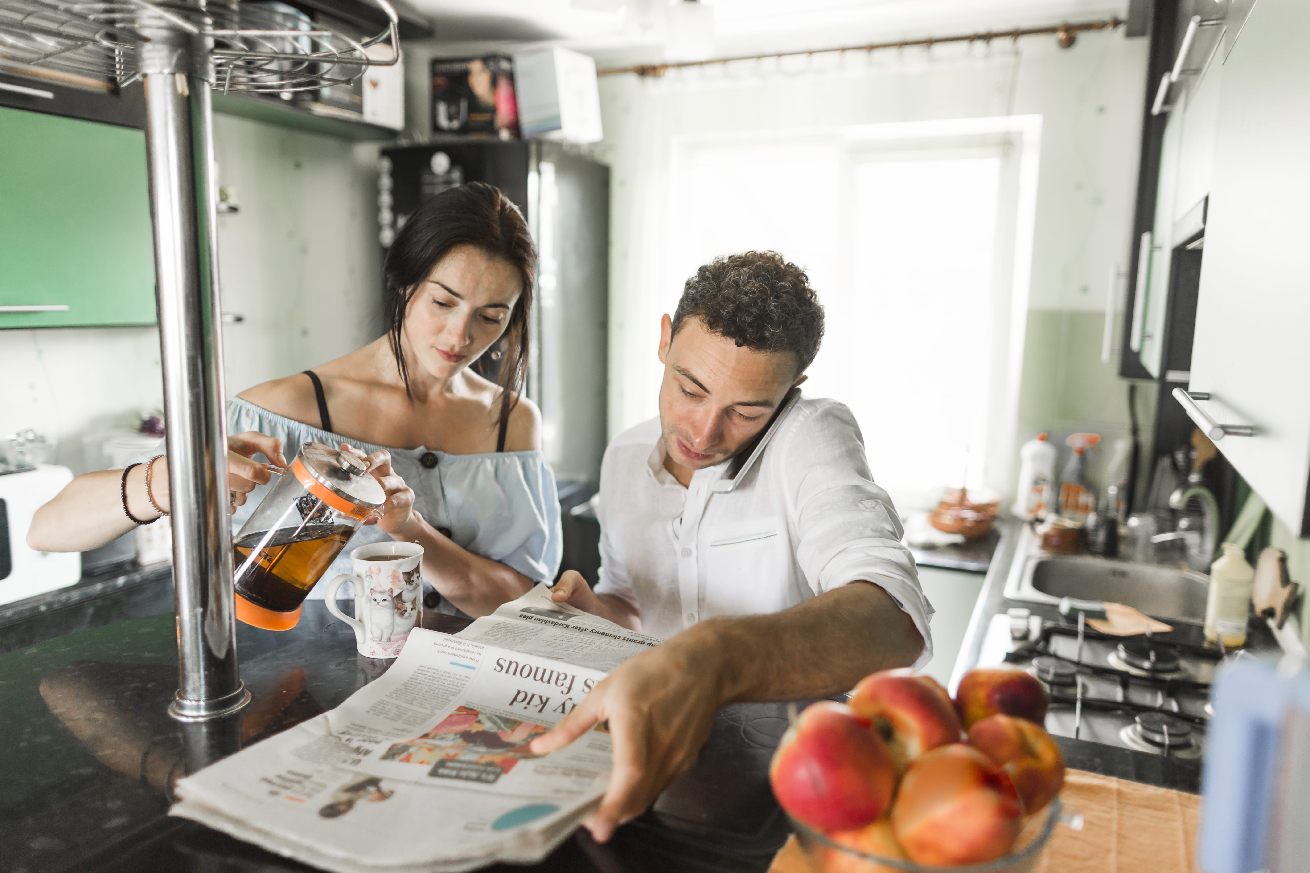 A man and a woman discuss issues