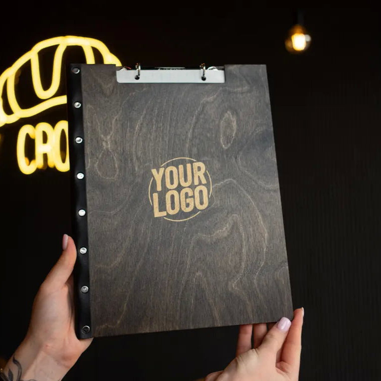 Personalized Wooden Menu Holder, Engraved Wooden Menu Folder with Customizable Options, Covers for Wedding Menu, m-103