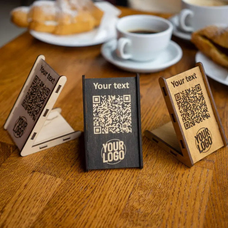 QR code menu, QR code menu sign, Wooden qr cod sign, q-106