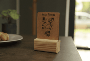 QR code menu, QR code menu sign, Wooden qr cod sign