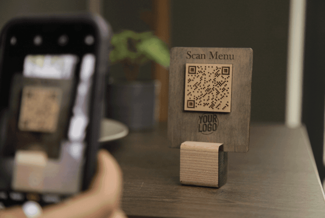 Rustic Wooden QR Code Sign