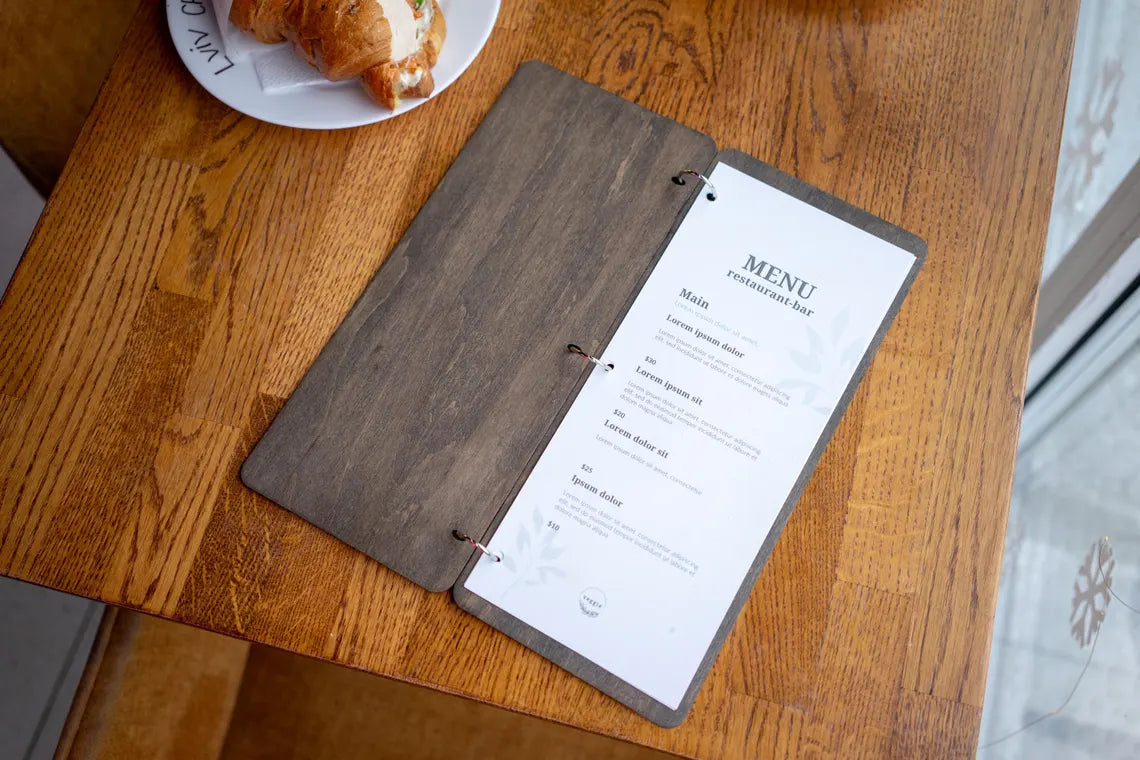 Wine list menu cover on rings, Wooden Menu, Menu Cover, Restaurant Menu Cover, Custom Menu Cover