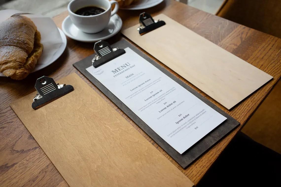 Wooden Table Tent, Table Stand Menu, Display Stand FREE ENGRAVING (Cherry)