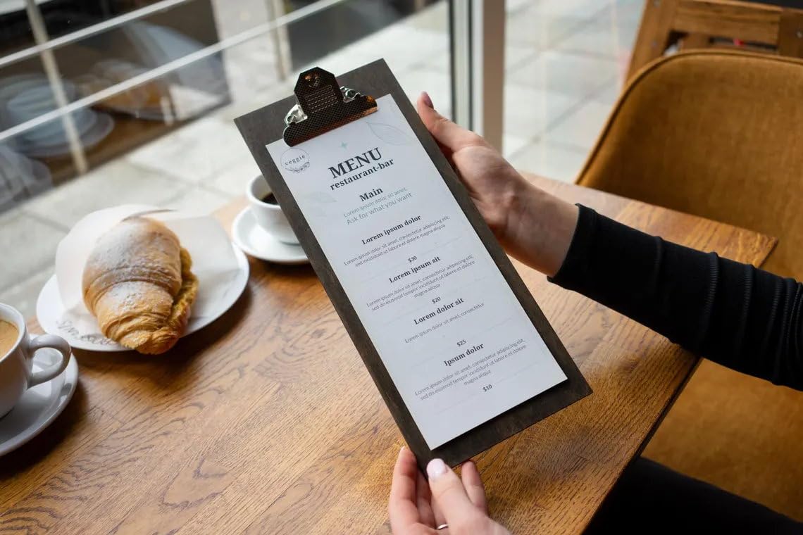 Wooden Table Tent, Table Stand Menu, Display Stand FREE ENGRAVING (Cherry)