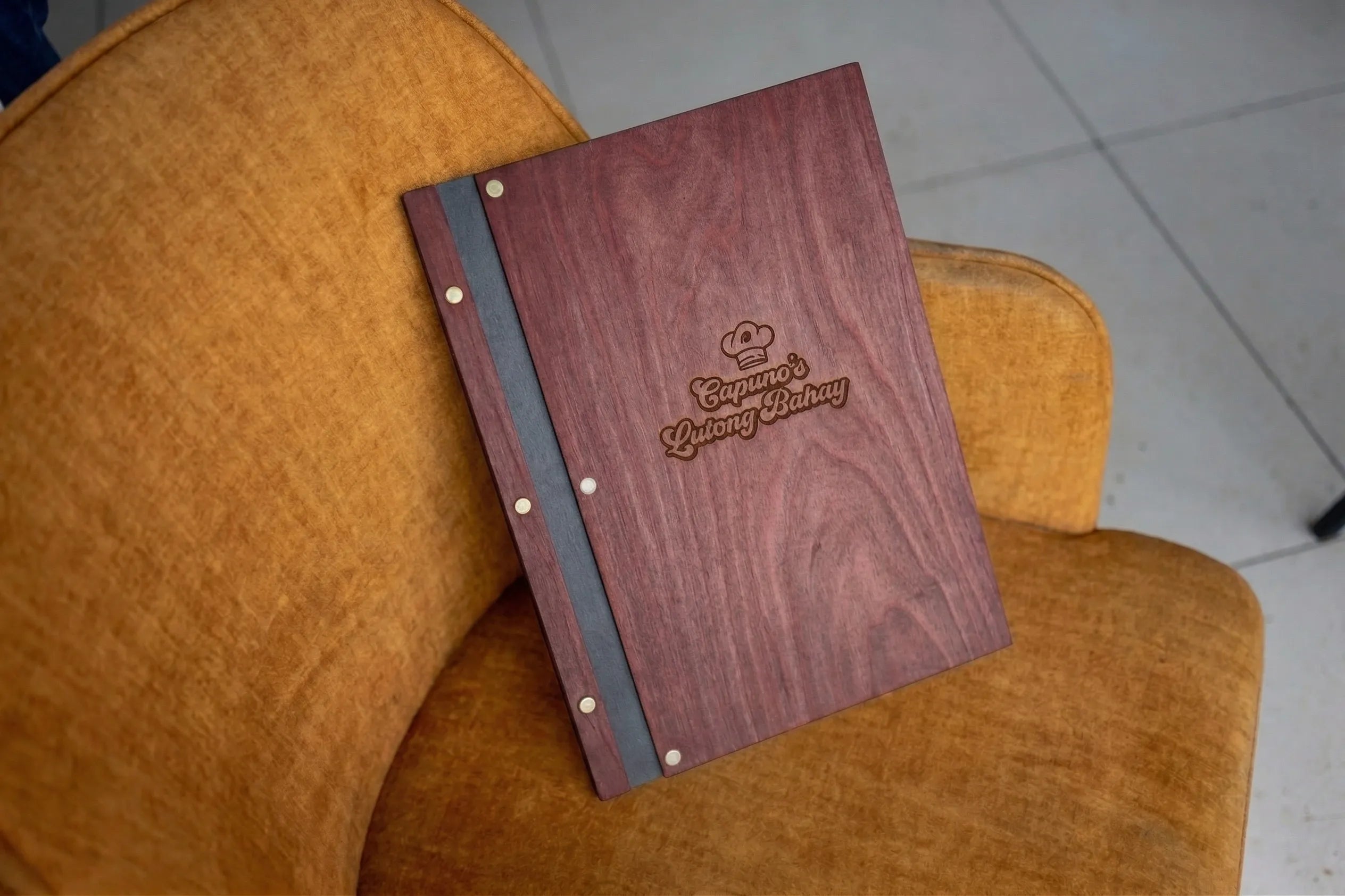 Personalized restaurant menu, Wood restaurant menu, Custom size menu cover, Engraved menu cover, Wooden menu folder