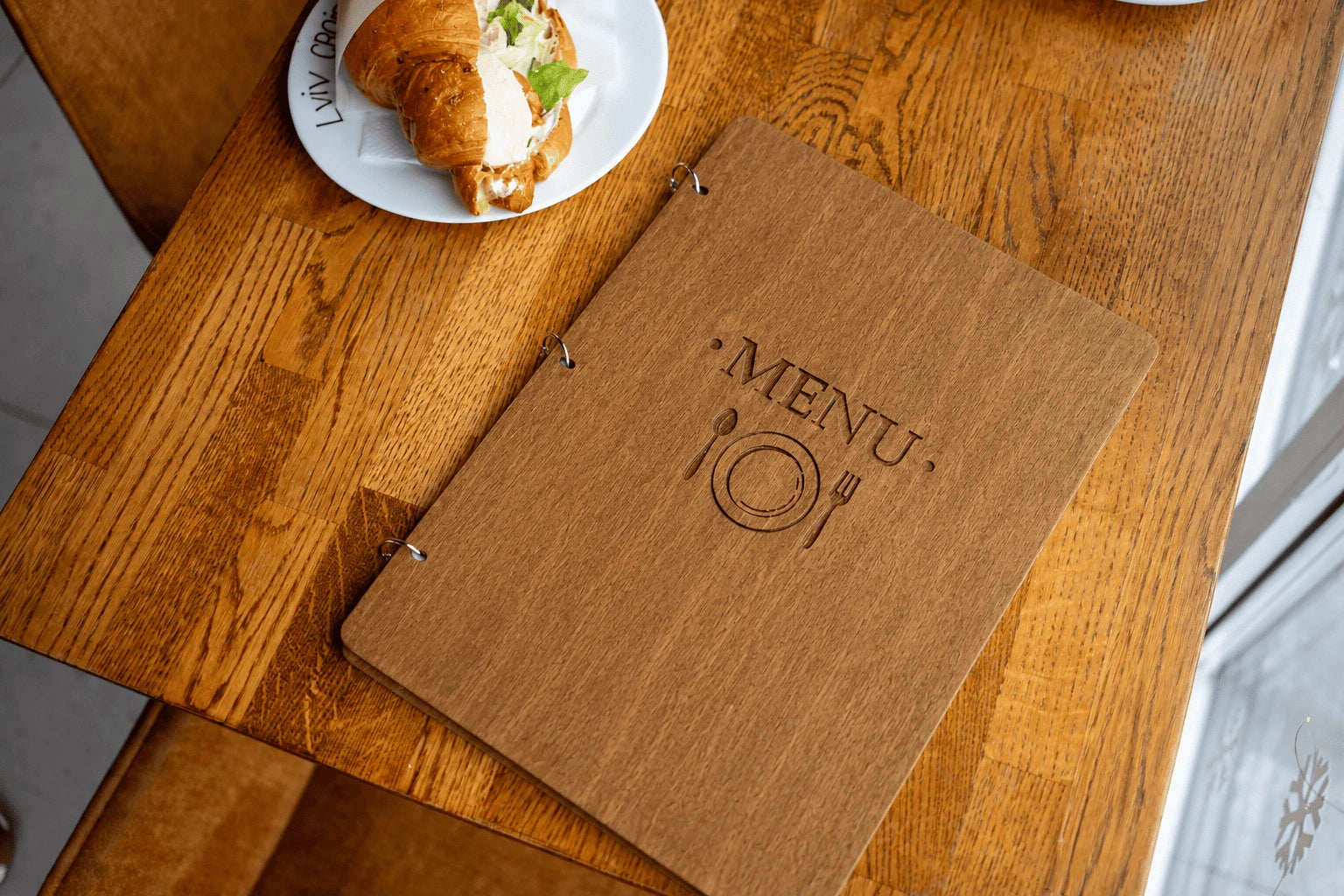 Wooden Menu with rings, Menu Cover, Restaurant Menu Cover