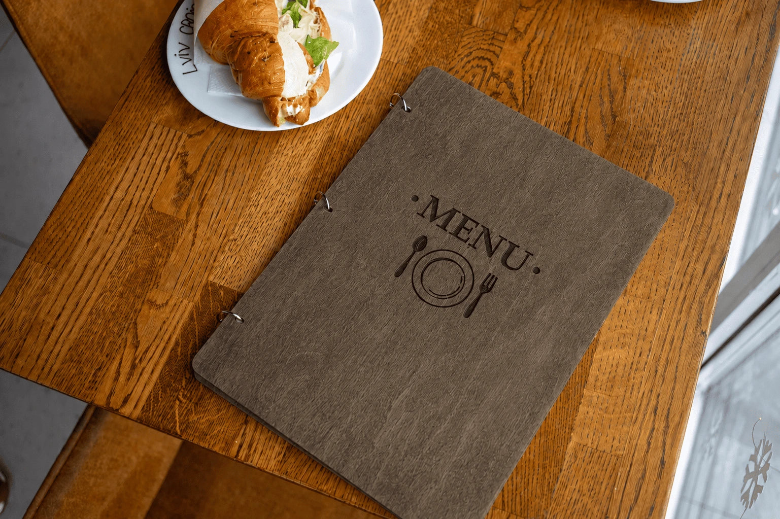 Wooden Menu with rings, Menu Cover, Restaurant Menu Cover
