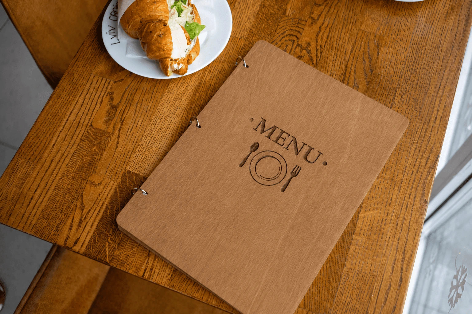 Wooden Menu with rings, Menu Cover, Restaurant Menu Cover