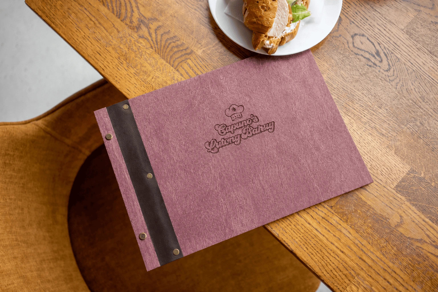 Eco-friendly wooden menu cover for restaurants (custom size and free engraving)