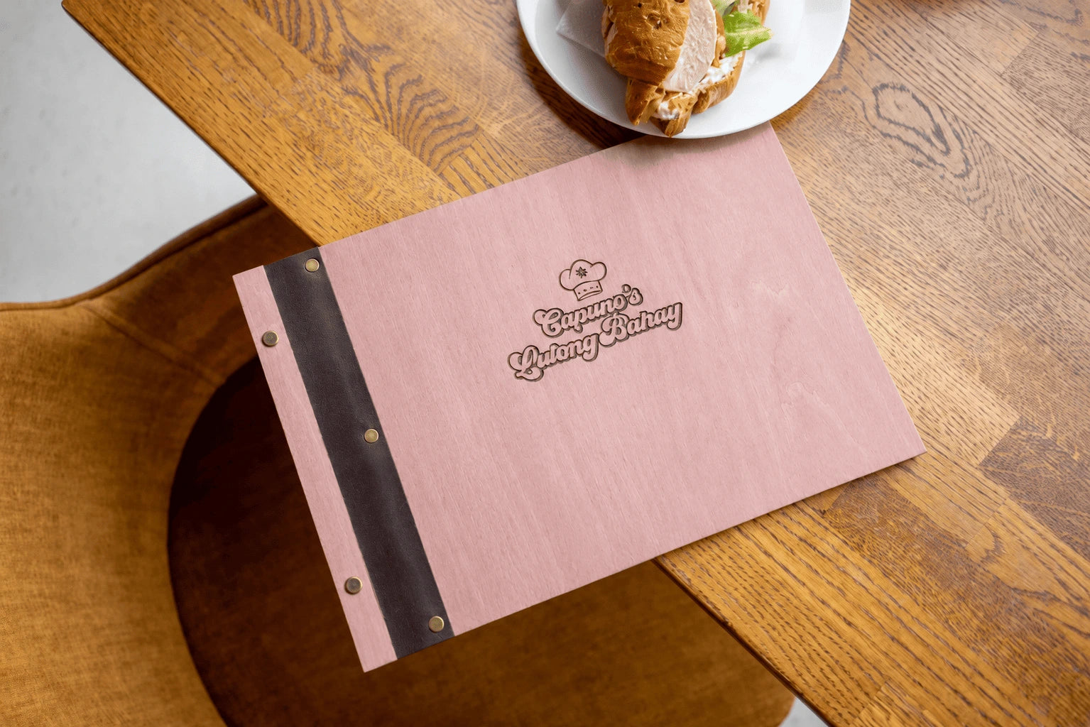 Eco-friendly wooden menu cover for restaurants (custom size and free engraving)
