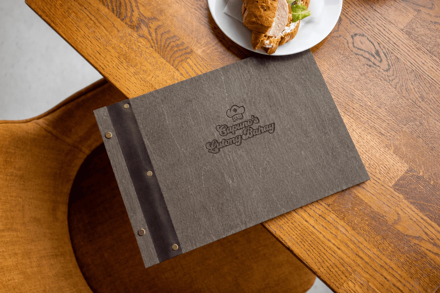 Eco-friendly wooden menu cover for restaurants (custom size and free engraving)
