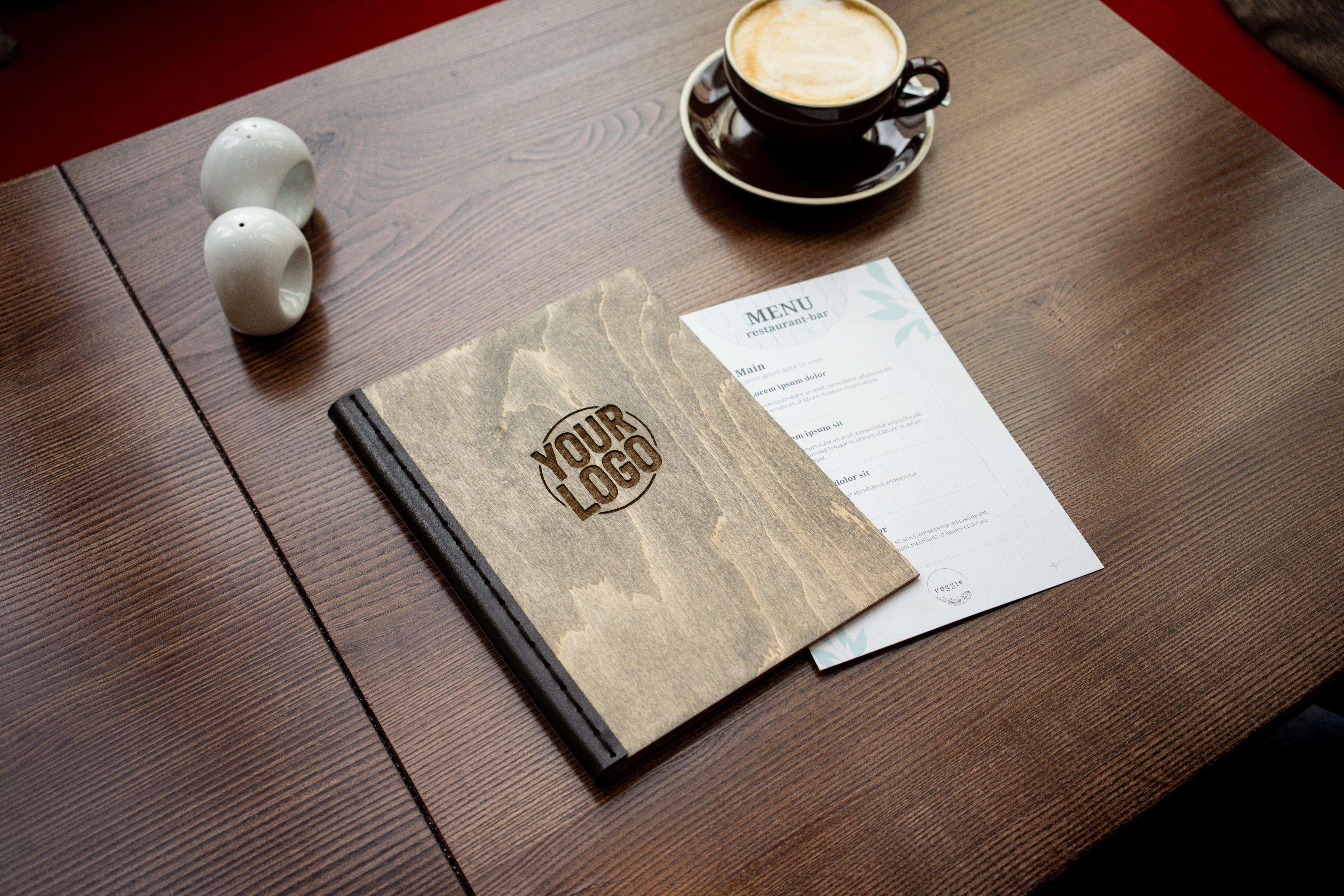 Customizable Wooden Restaurant Menu Holder
