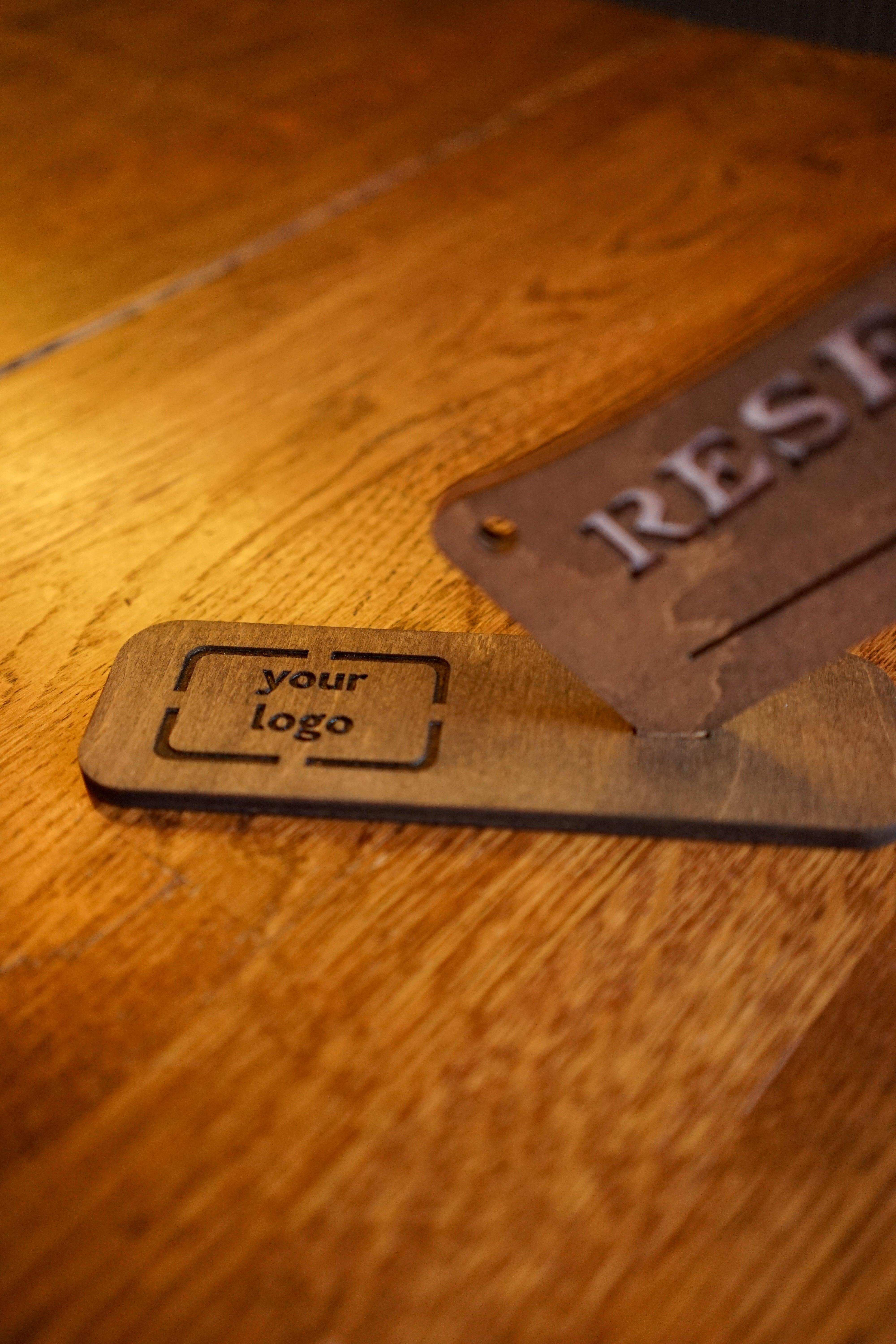 Unique Wooden Reserved Table Sign with Axe Design