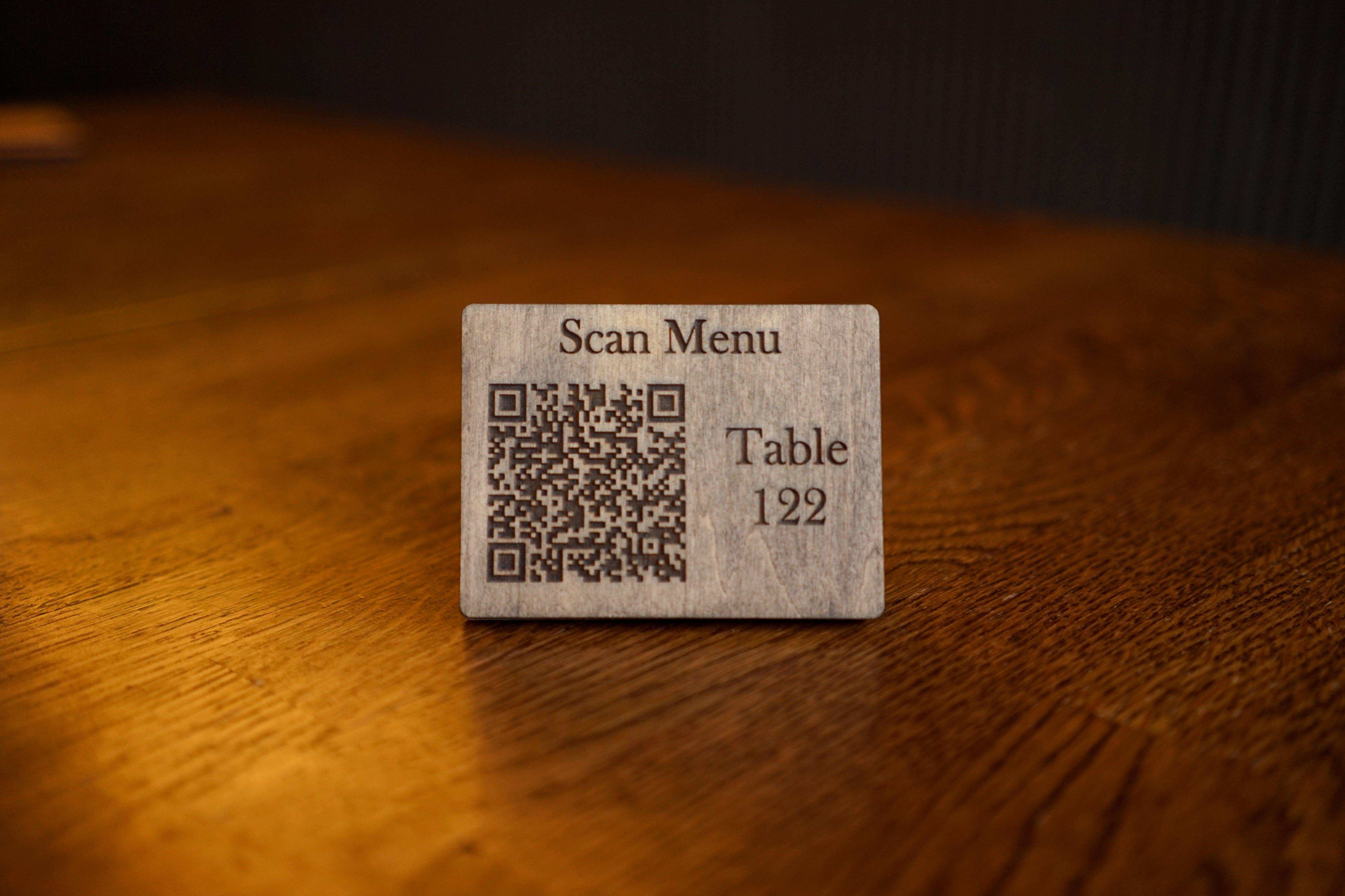 Custom Wooden QR Code Sign with Table Number