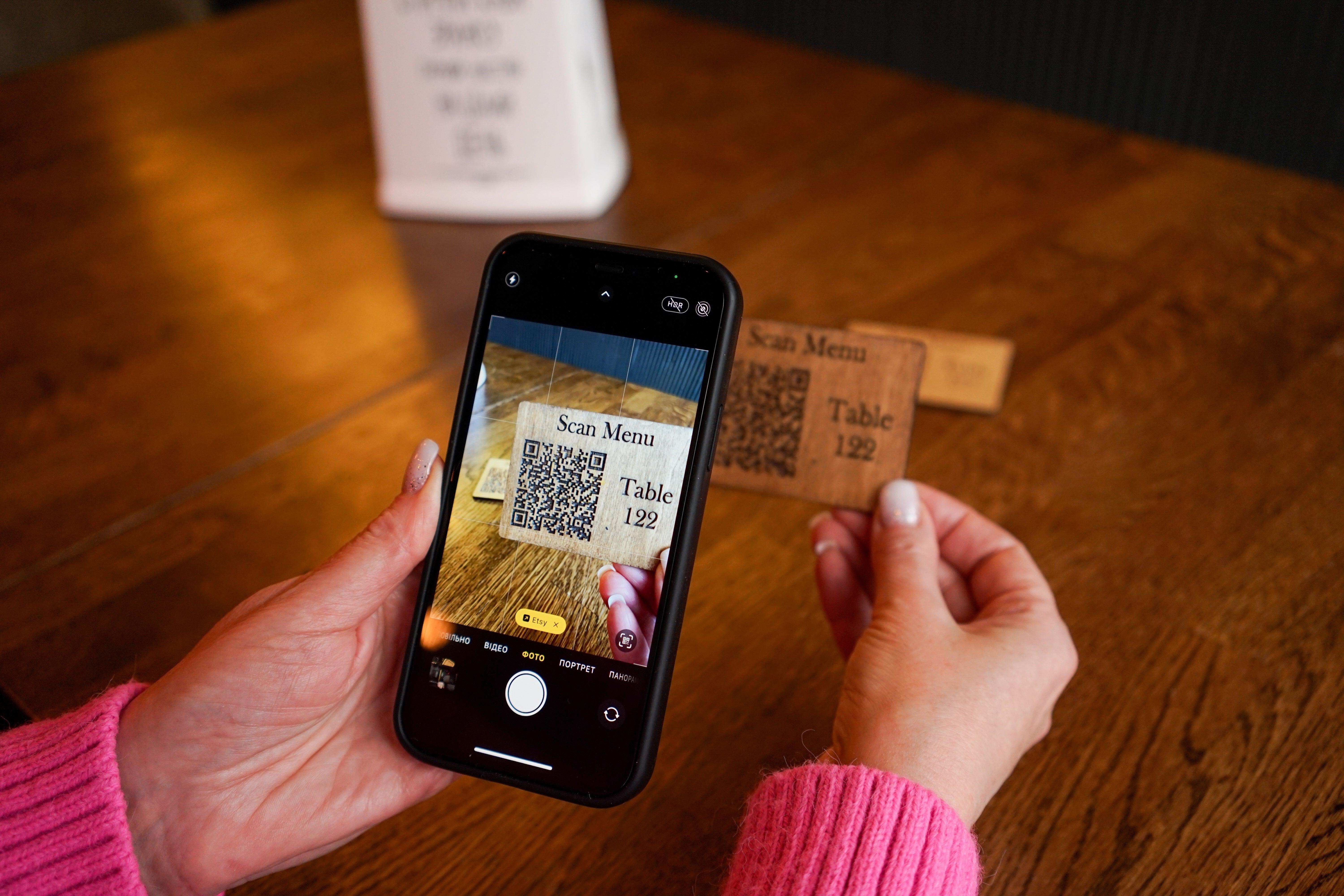 Wooden QR Code Table Sign with Number Customization, Video | KyivWorkshop