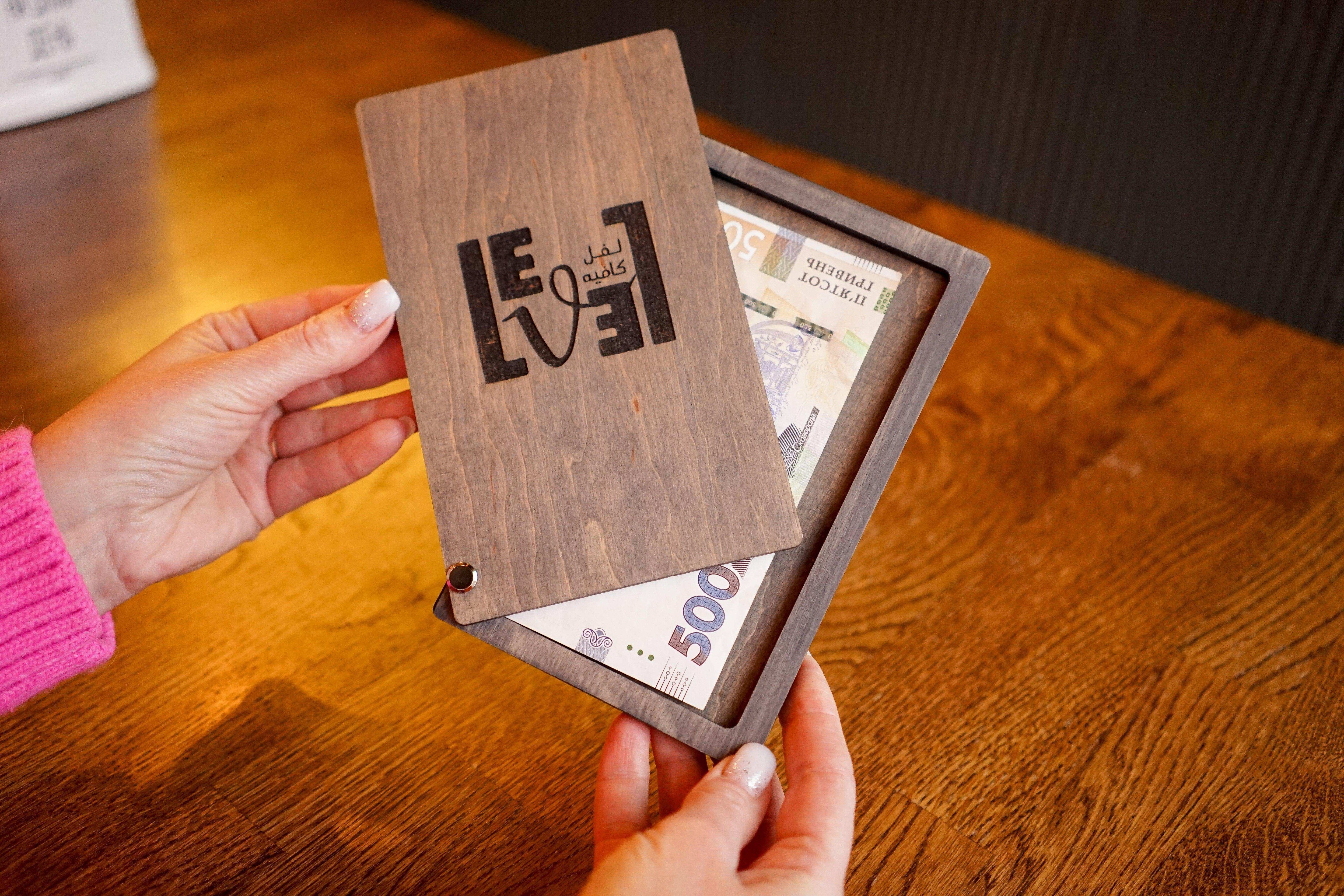 Logo Wooden Check Holder