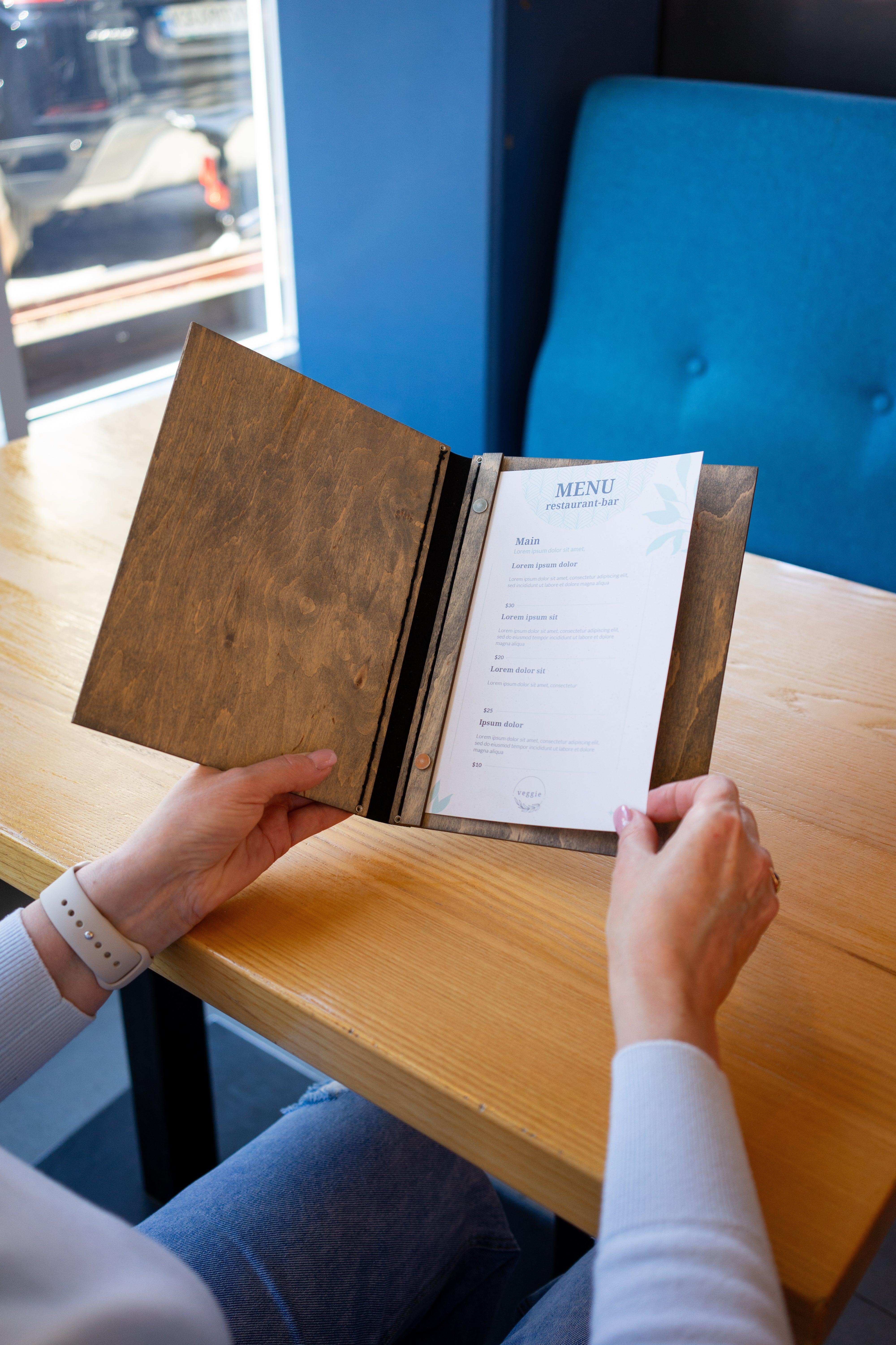 Customizable Wooden Restaurant Menu Holder