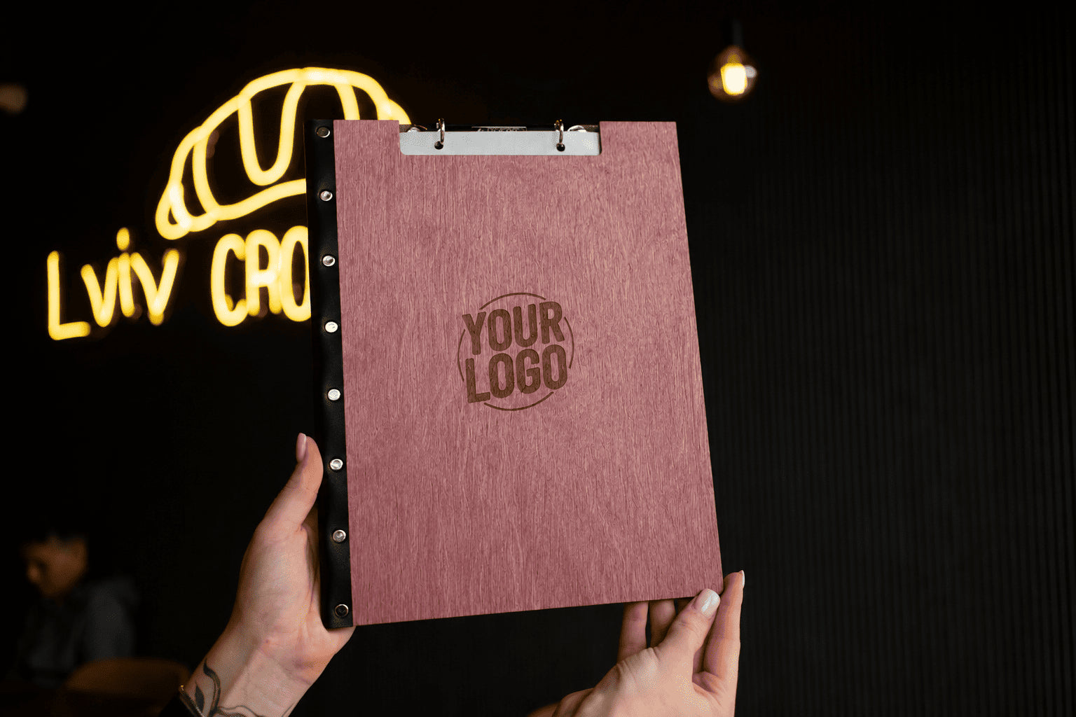Personalized Wooden Menu Holder, Engraved Wooden Menu Folder with Customizable Options, Covers for Wedding Menu, m-103