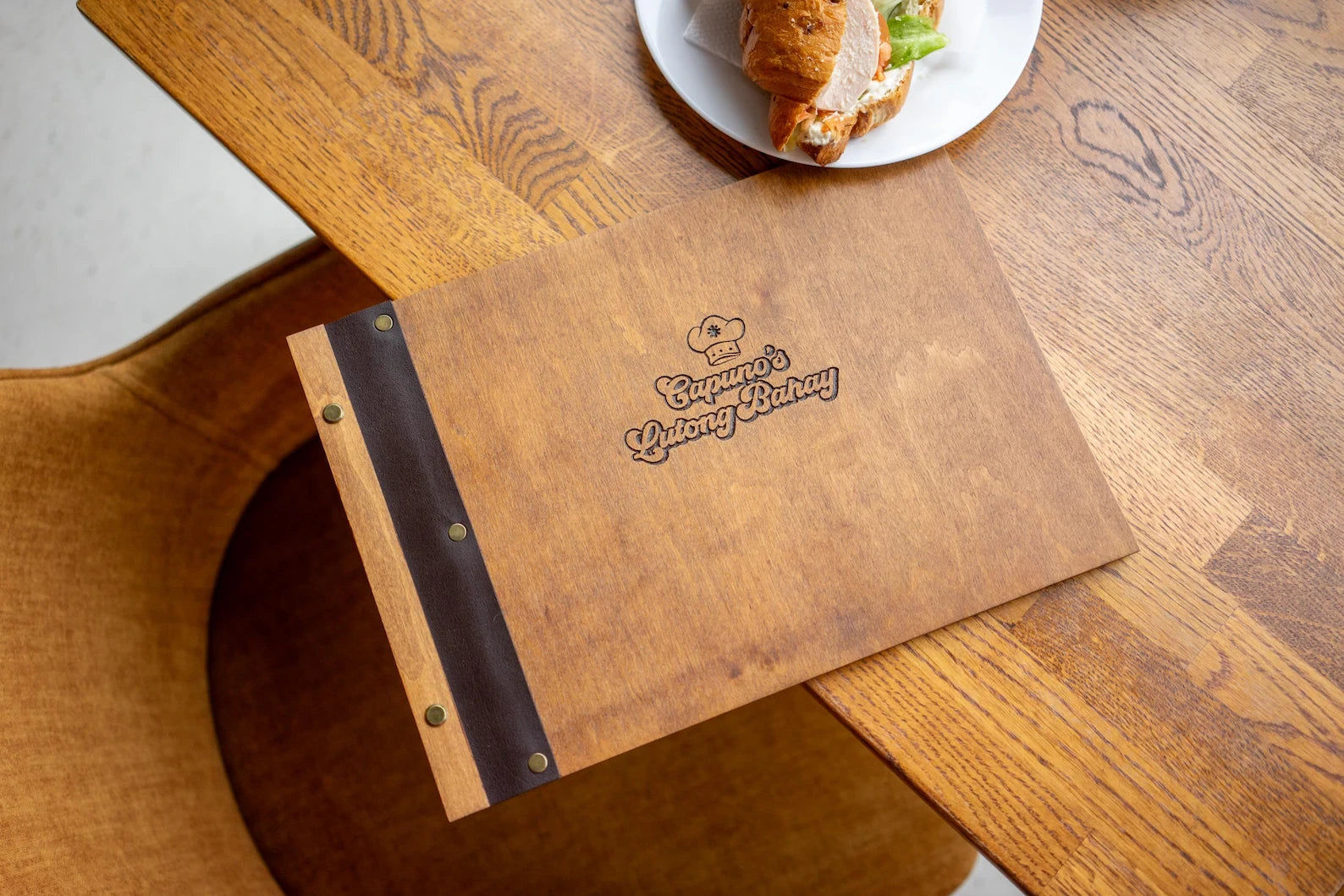 Eco-friendly wooden menu cover for restaurants (custom size and free engraving)