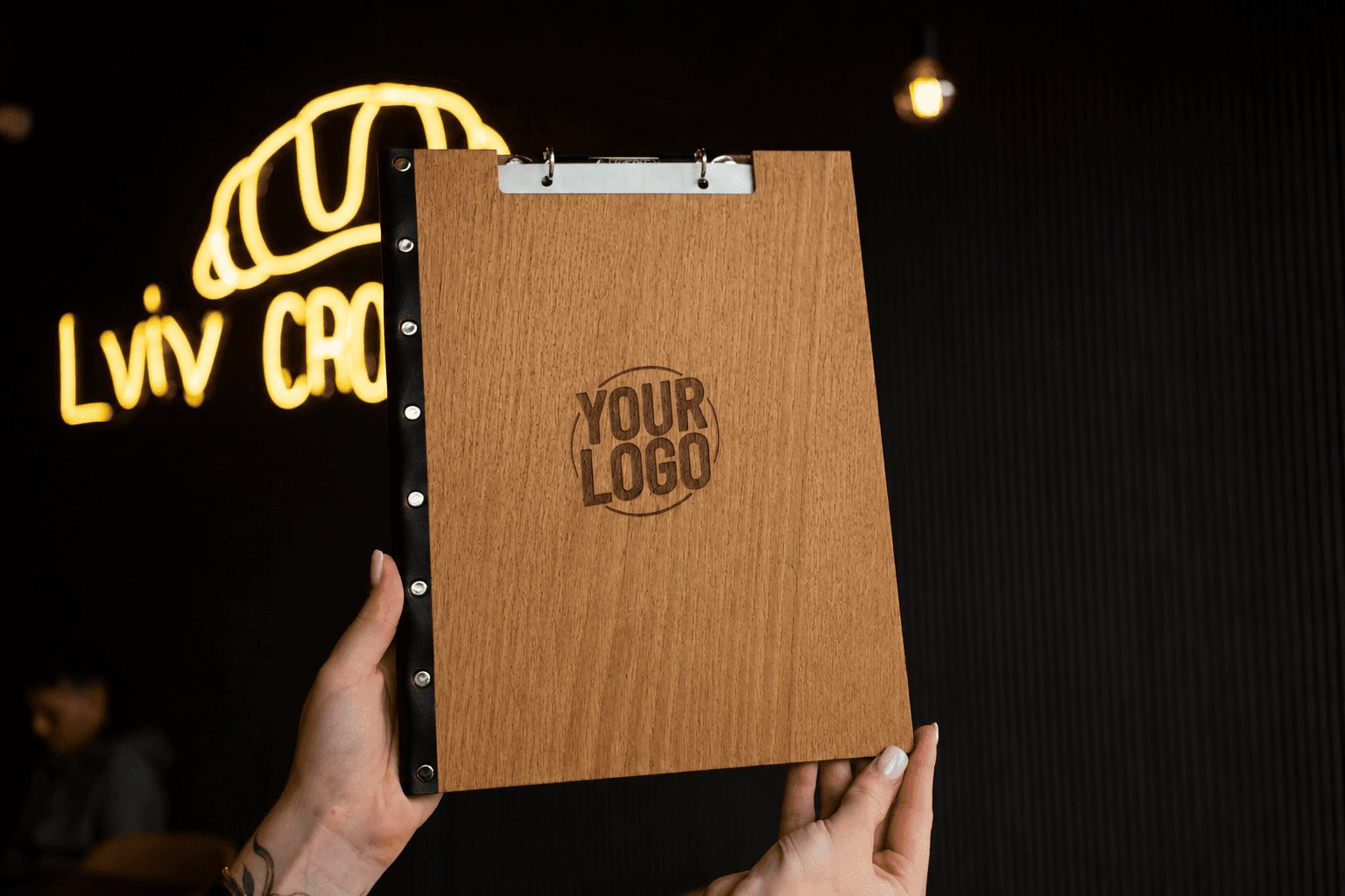 Personalized Wooden Menu Holder, Engraved Wooden Menu Folder with Customizable Options, Covers for Wedding Menu, m-103