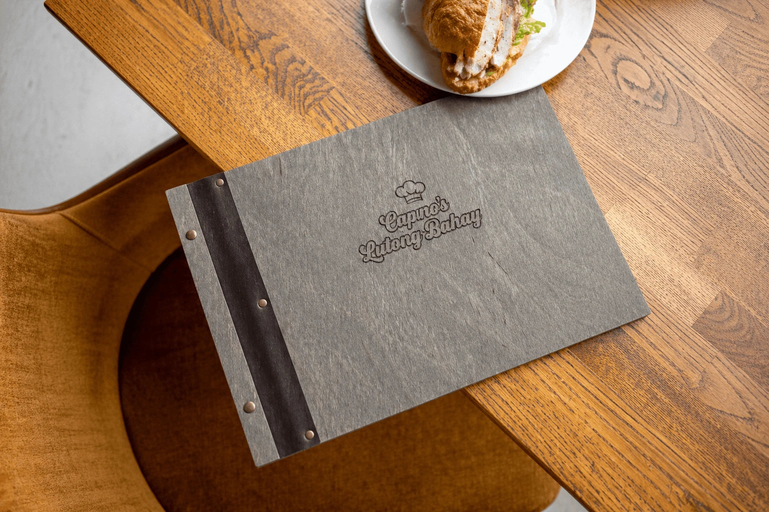 Eco-friendly wooden menu cover for restaurants (custom size and free engraving)