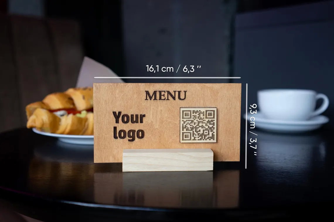 QR code menu, QR code menu sign, Wooden qr cod sign, q-105