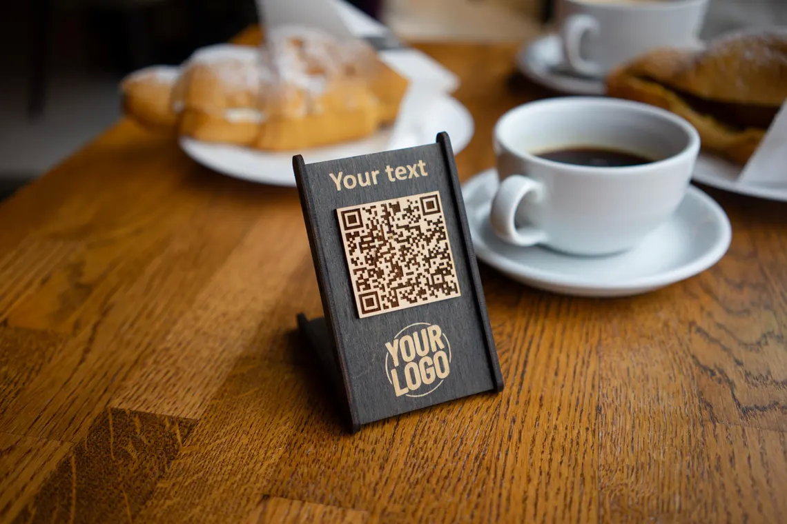 QR code menu, QR code menu sign, Wooden qr cod sign, q-107