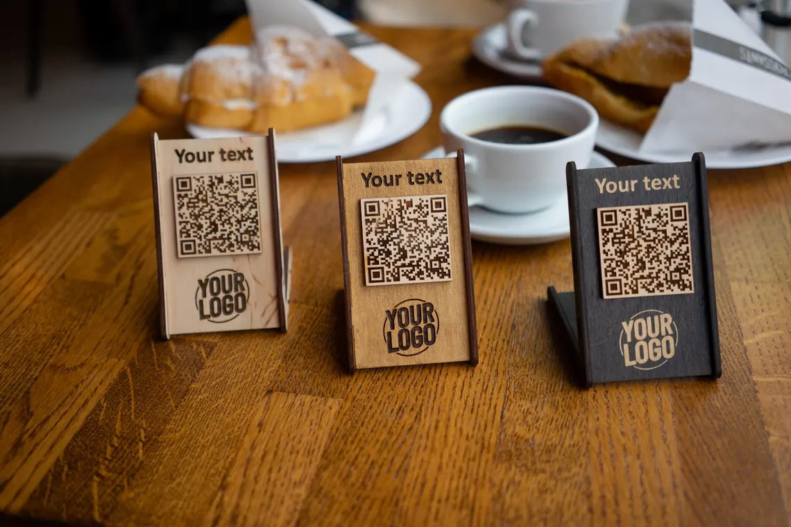 QR code menu, QR code menu sign, Wooden qr cod sign, q-107