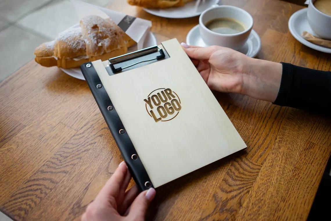Personalized Wooden Menu Holder, Engraved Wooden Menu Folder with Customizable Options, Covers for Wedding Menu, m-104